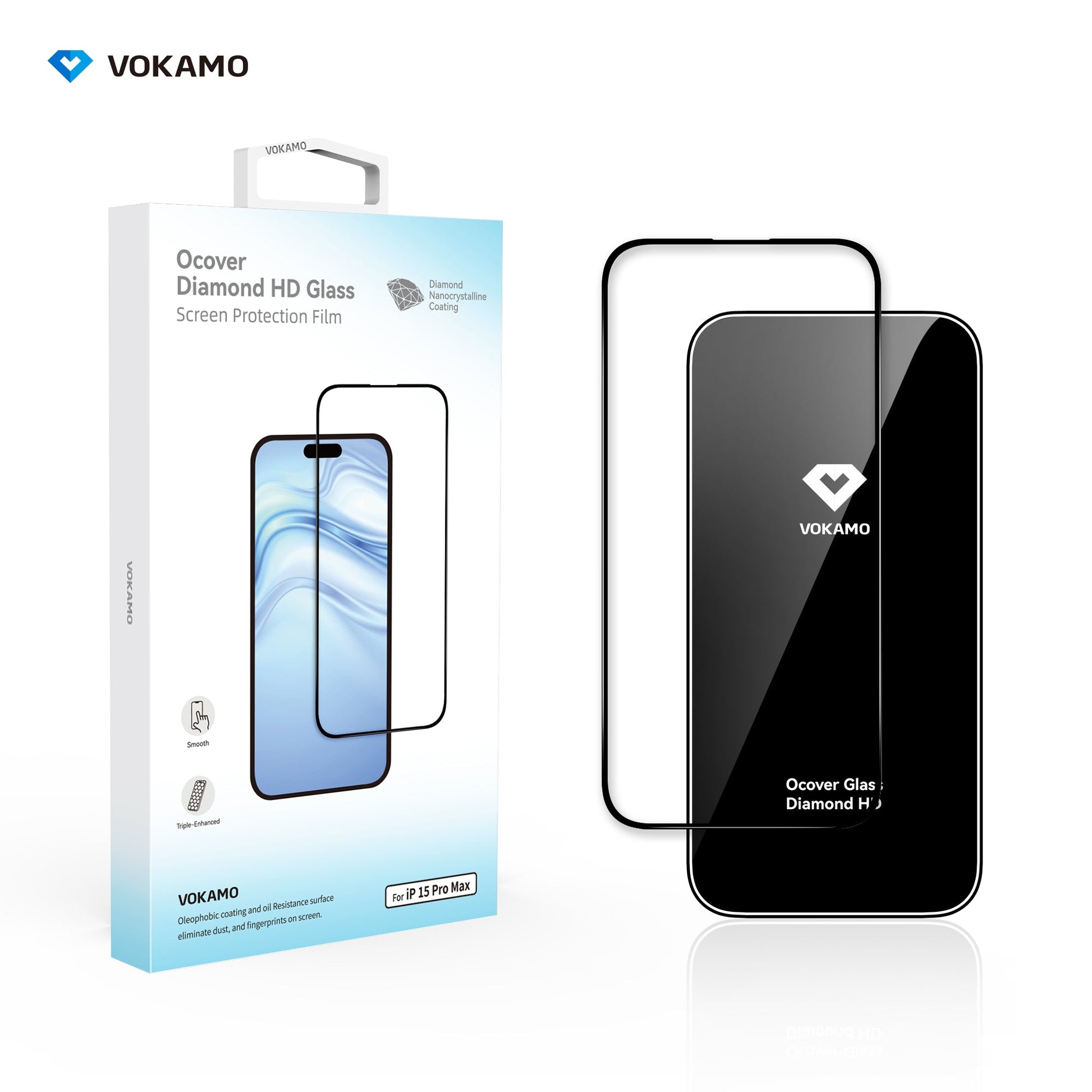 VOKAMO iPhone 15 HD Tempered Glass For iPhone 15 Pro Max/15/15 Plus/15 - VOKAMO