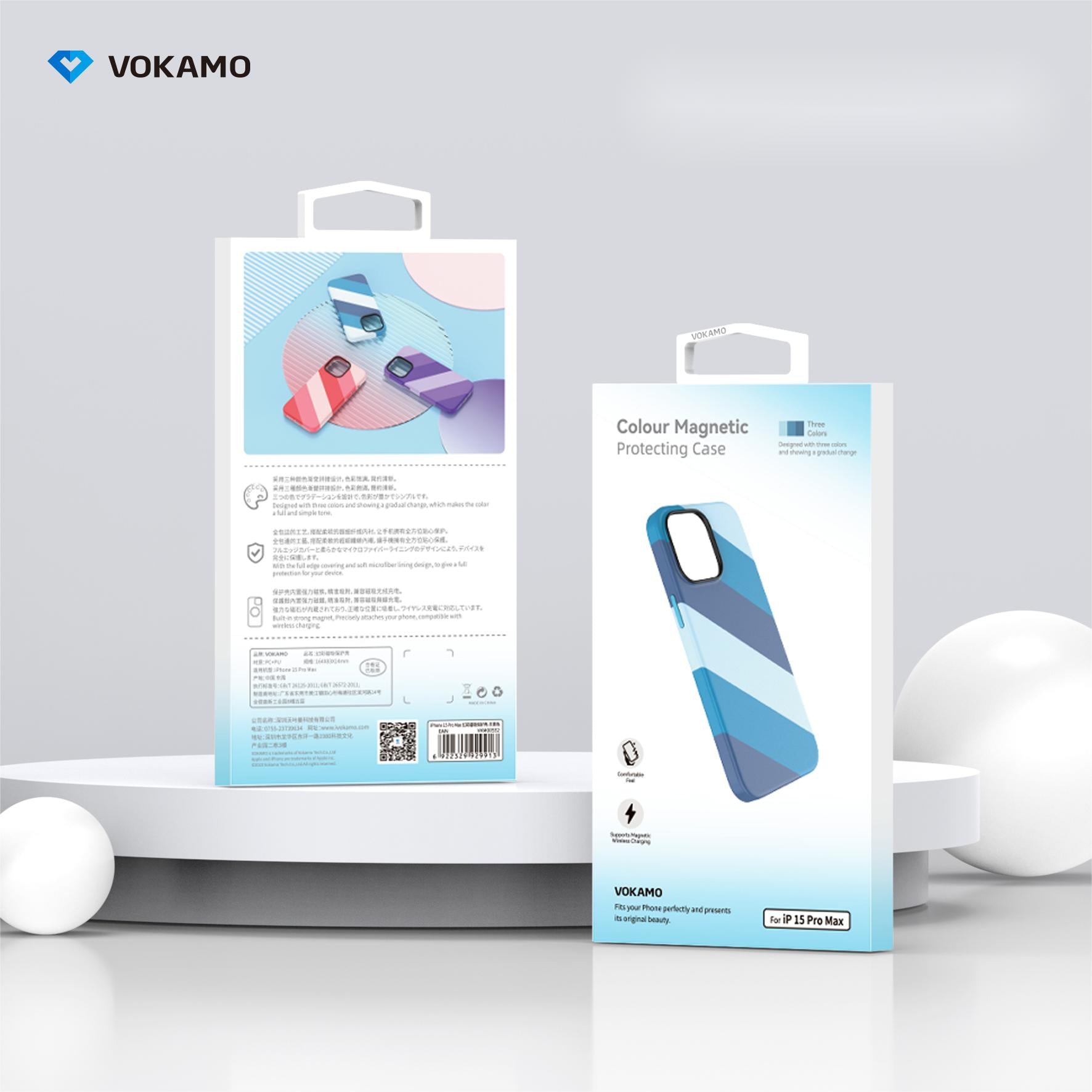 VOKAMO iPhone 15 Magnetic Case Colourful PU Case With MagSafe For iPhone 15 Pro Max/15 Pro/15 Plus/15 - VOKAMO