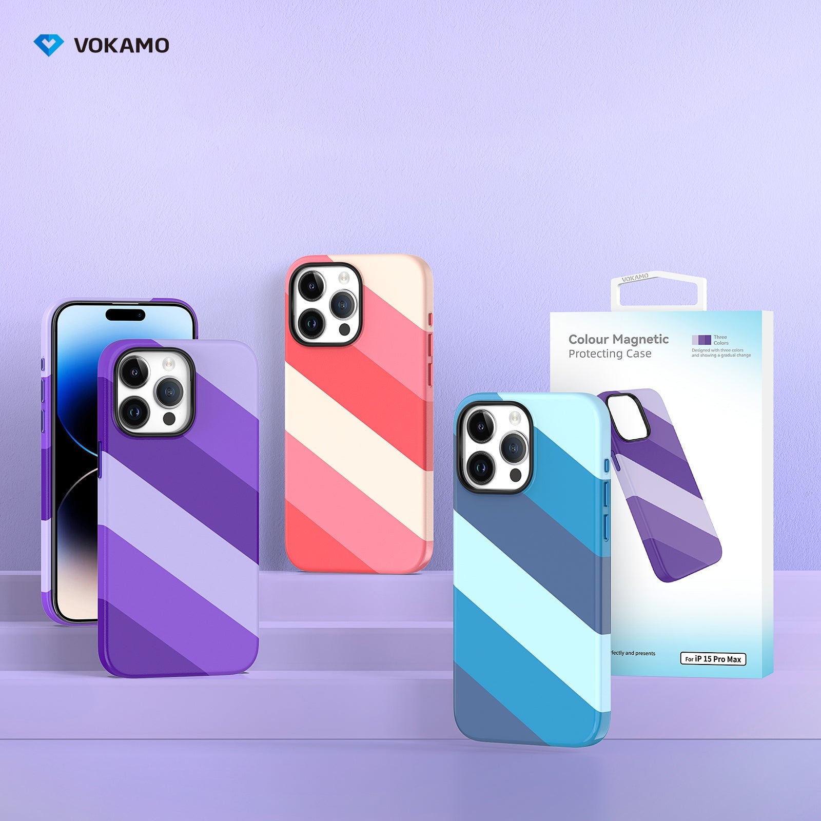 VOKAMO iPhone 15 Magnetic Case Colourful PU Case With MagSafe For iPhone 15 Pro Max/15 Pro/15 Plus/15 - VOKAMO