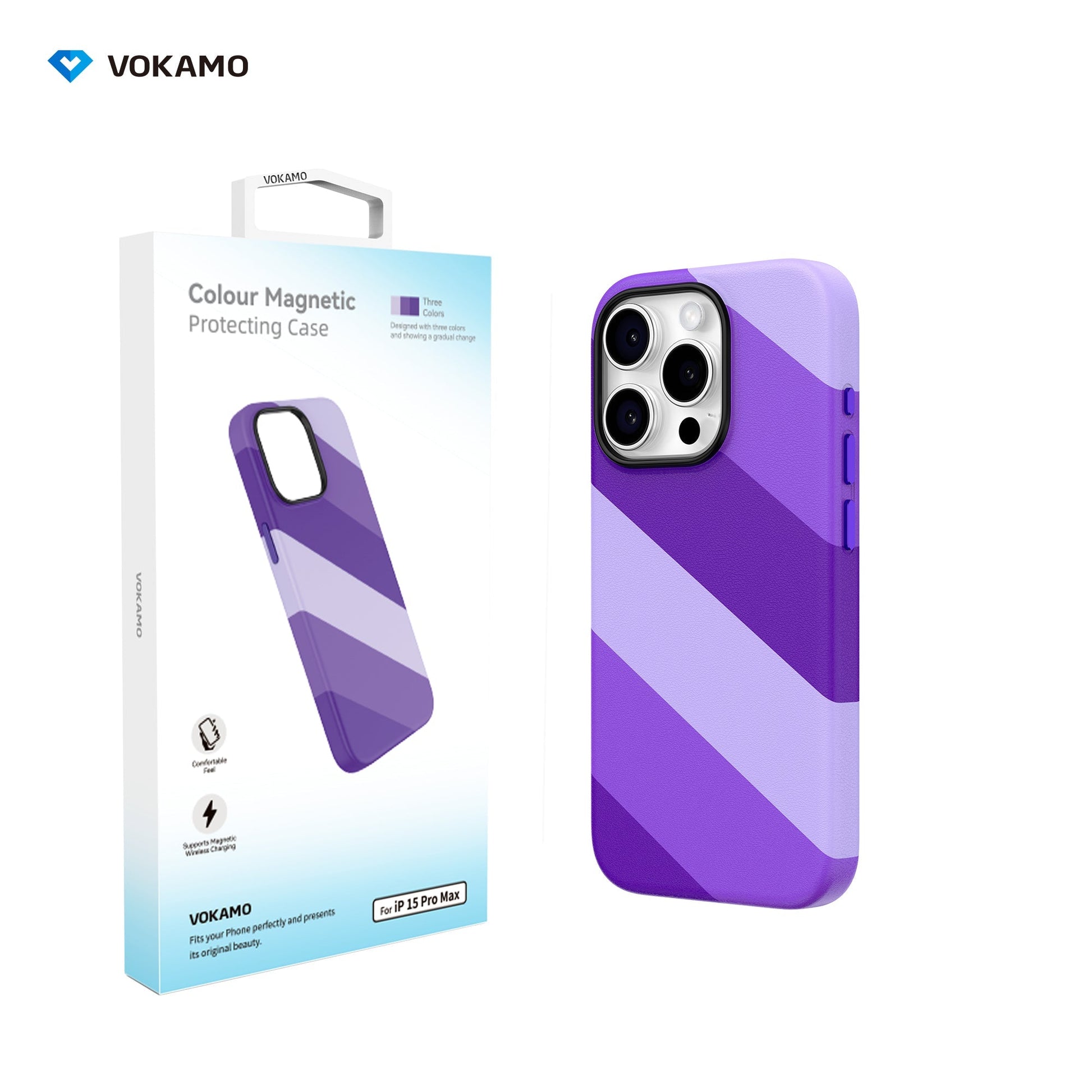 VOKAMO iPhone 15 Magnetic Case Colourful PU Case With MagSafe For iPhone 15 Pro Max/15 Pro/15 Plus/15 - VOKAMO