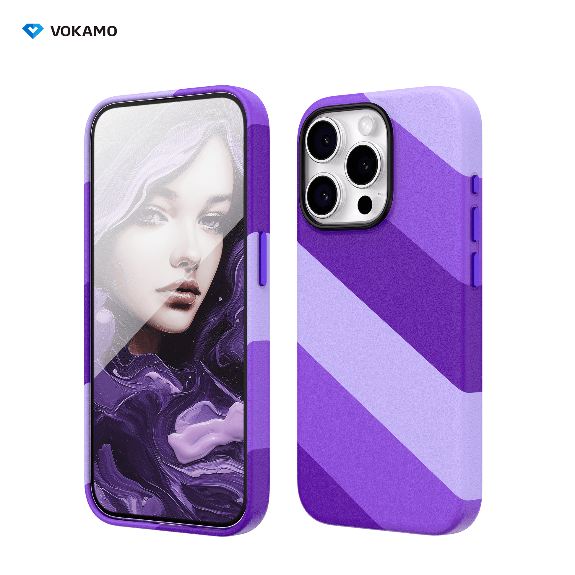 VOKAMO iPhone 15 Magnetic Case Colourful PU Case With MagSafe For iPhone 15 Pro Max/15 Pro/15 Plus/15 - VOKAMO