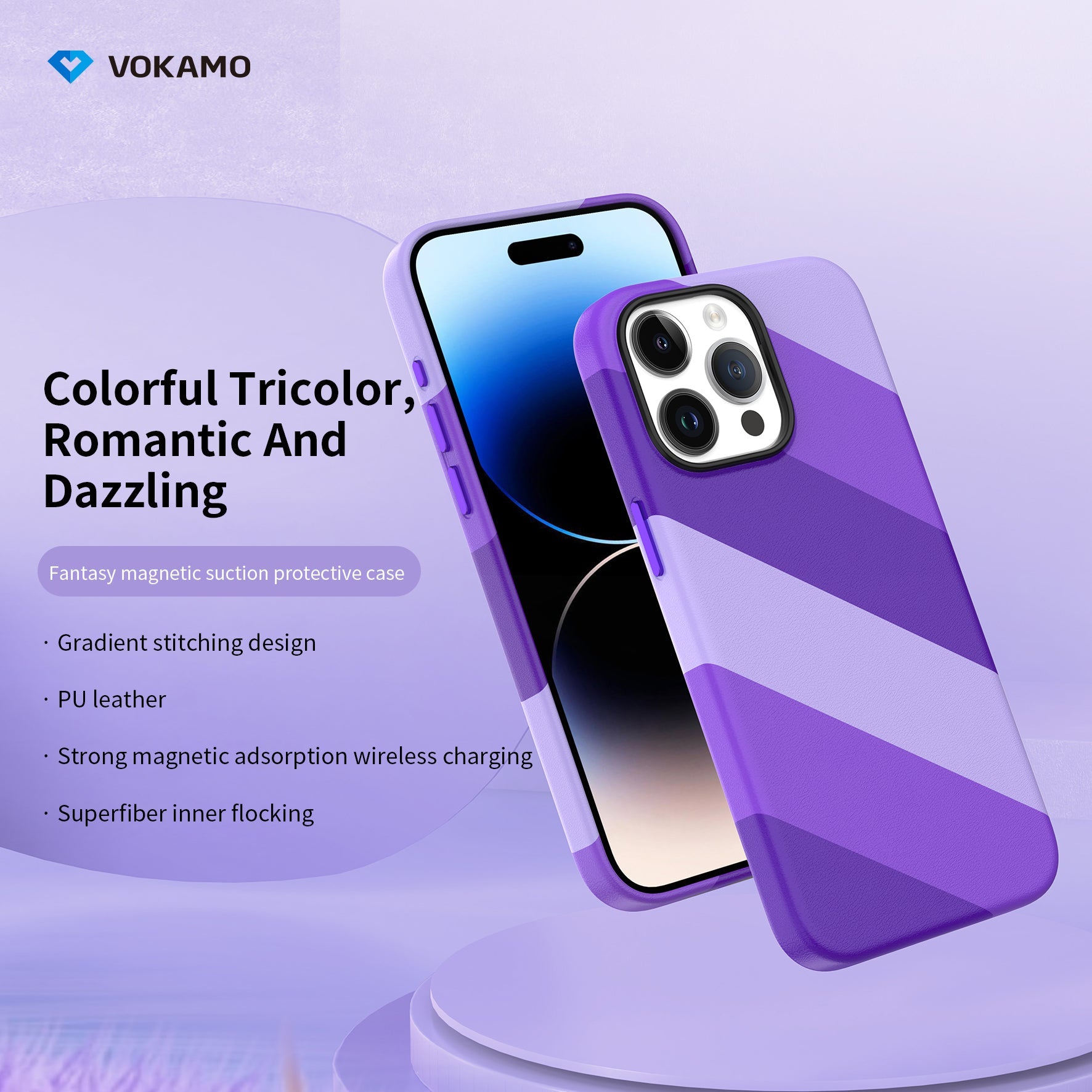 VOKAMO iPhone 15 Magnetic Case Colourful PU Case With MagSafe For iPhone 15 Pro Max/15 Pro/15 Plus/15 - VOKAMO