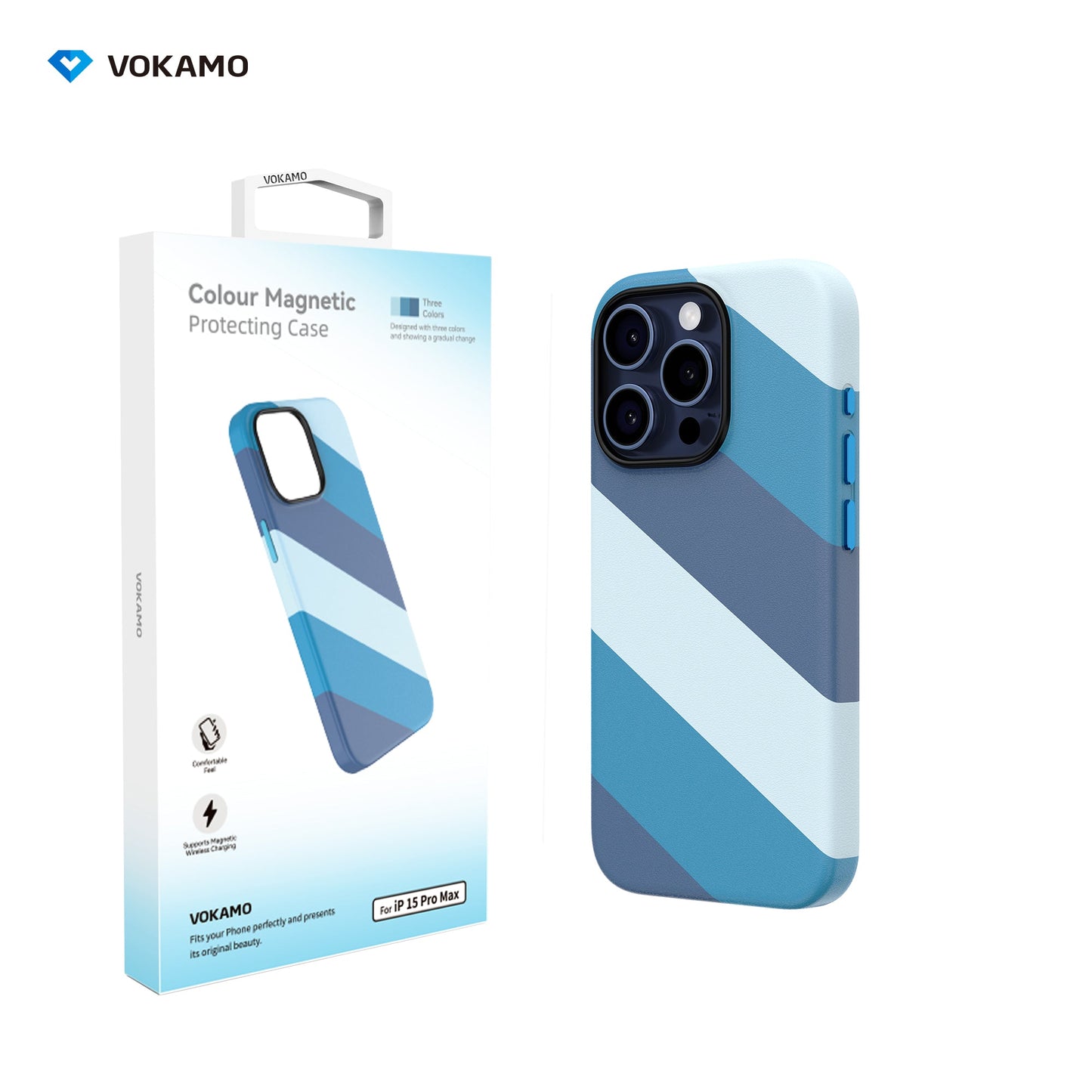 VOKAMO iPhone 15 Magnetic Case Colourful PU Case With MagSafe For iPhone 15 Pro Max/15 Pro/15 Plus/15 - VOKAMO