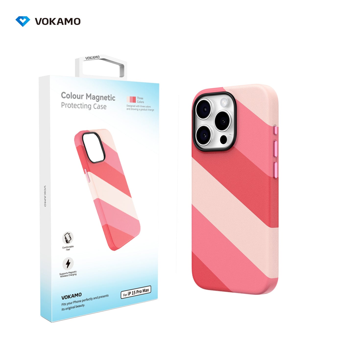 VOKAMO iPhone 15 Magnetic Case Colourful PU Case With MagSafe For iPhone 15 Pro Max/15 Pro/15 Plus/15 - VOKAMO
