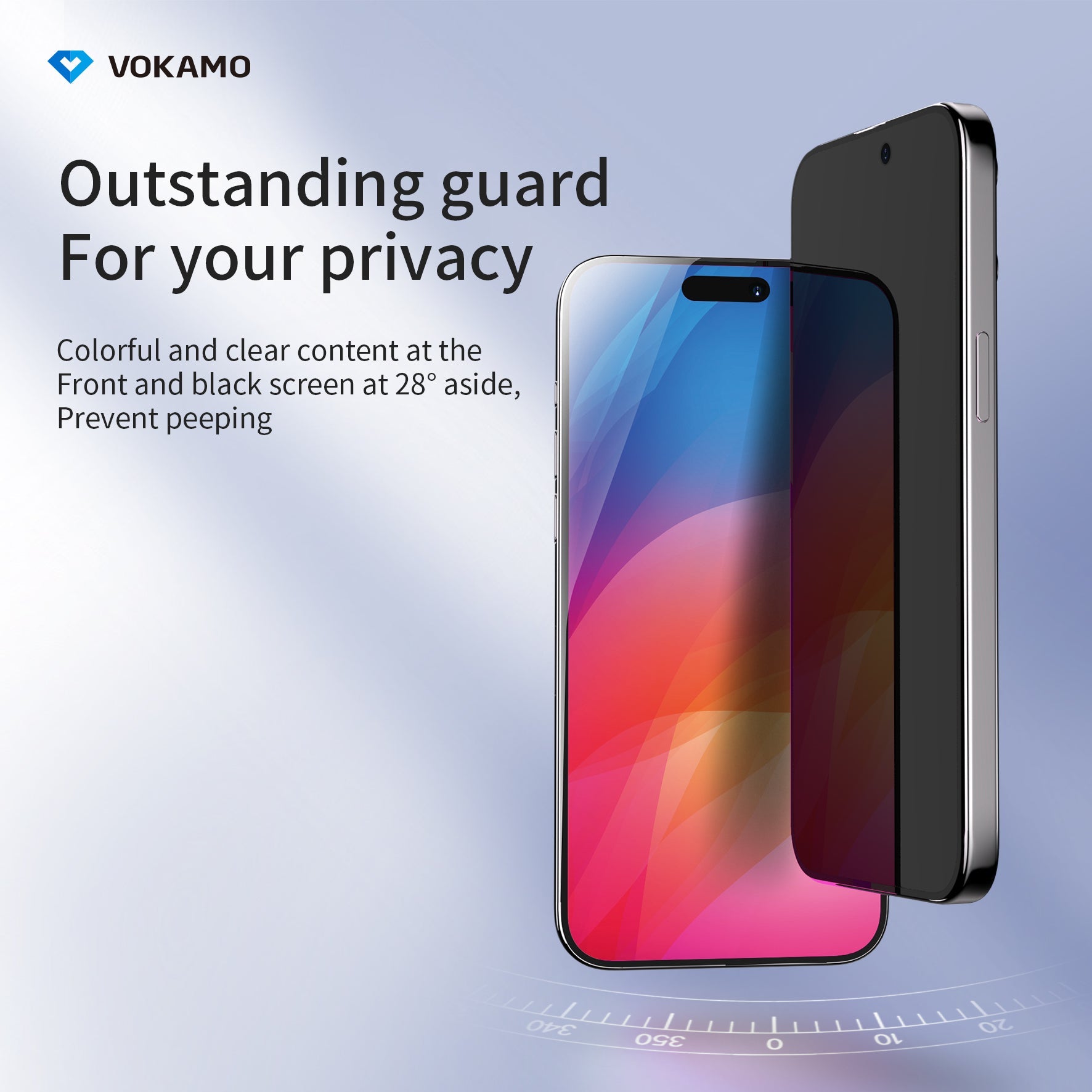 VOKAMO iPhone 15 Privacy Screen Protector for iPhone 15 Pro Max 15 Pro 15 Plus Tempered Glass - VOKAMO