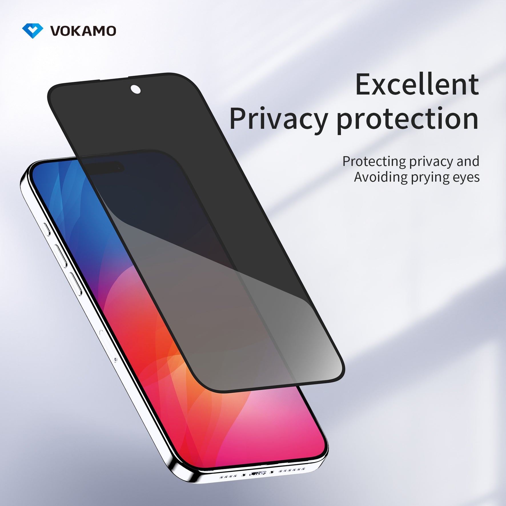 VOKAMO iPhone 15 Privacy Screen Protector for iPhone 15 Pro Max 15 Pro 15 Plus Tempered Glass - VOKAMO