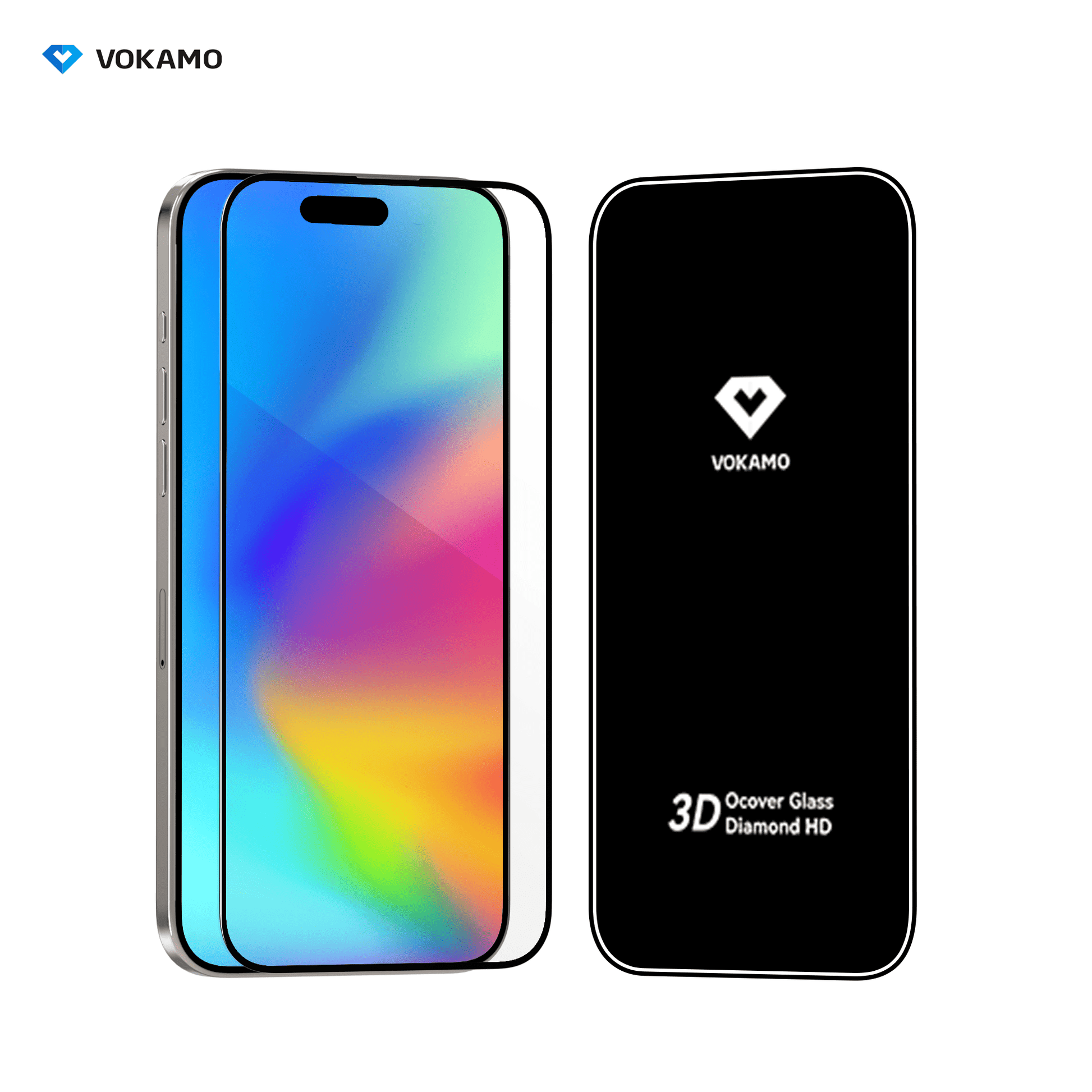 VOKAMO iPhone 15 Tempered Glass 3D Screen Protector For iPhone 15 Pro Max/15/15 Plus/15 Pro - VOKAMO