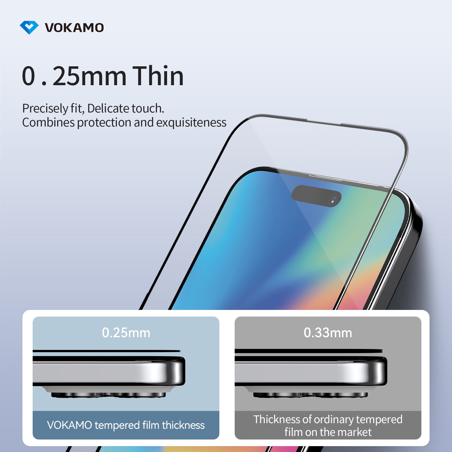 VOKAMO iPhone 15 Tempered Glass 3D Screen Protector For iPhone 15 Pro Max/15/15 Plus/15 Pro - VOKAMO