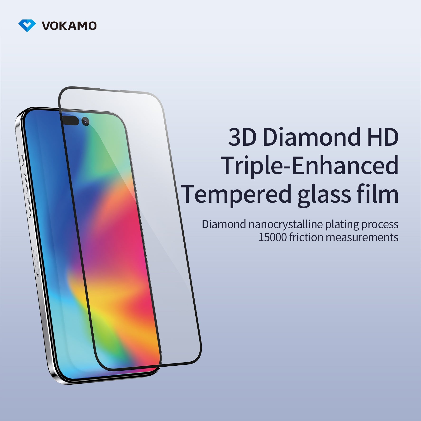 VOKAMO iPhone 15 Tempered Glass 3D Screen Protector For iPhone 15 Pro Max/15/15 Plus/15 Pro - VOKAMO