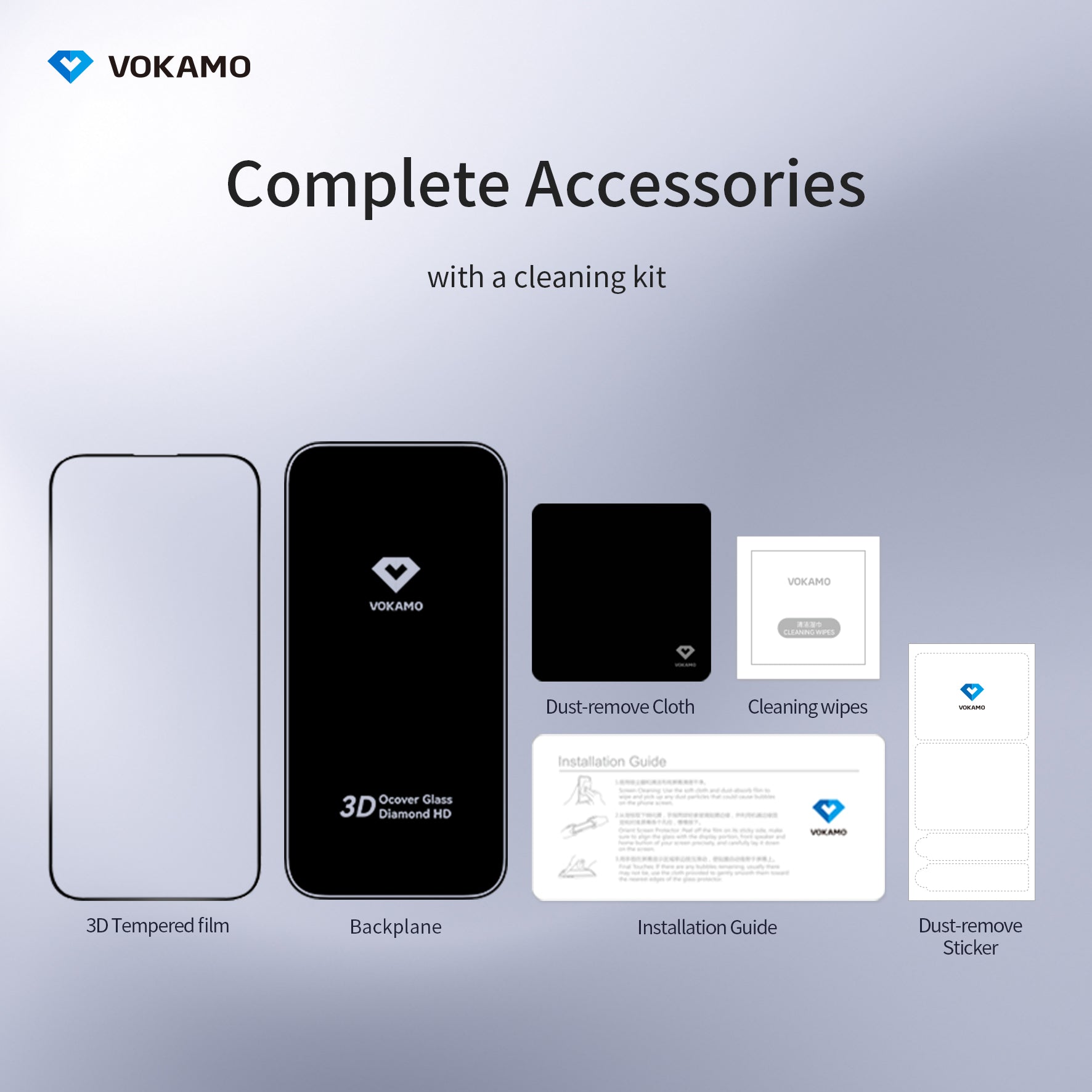 VOKAMO iPhone 15 Tempered Glass 3D Screen Protector For iPhone 15 Pro Max/15/15 Plus/15 Pro - VOKAMO