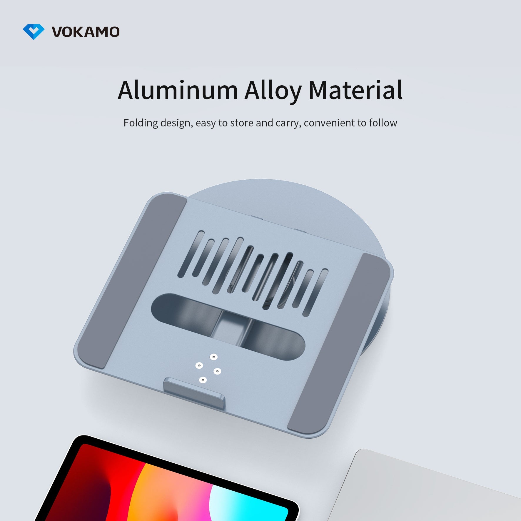 VOKAMO Laptop Stand 360 Rotating Base Foldable Alloy Laptop Holder Riser - VOKAMO