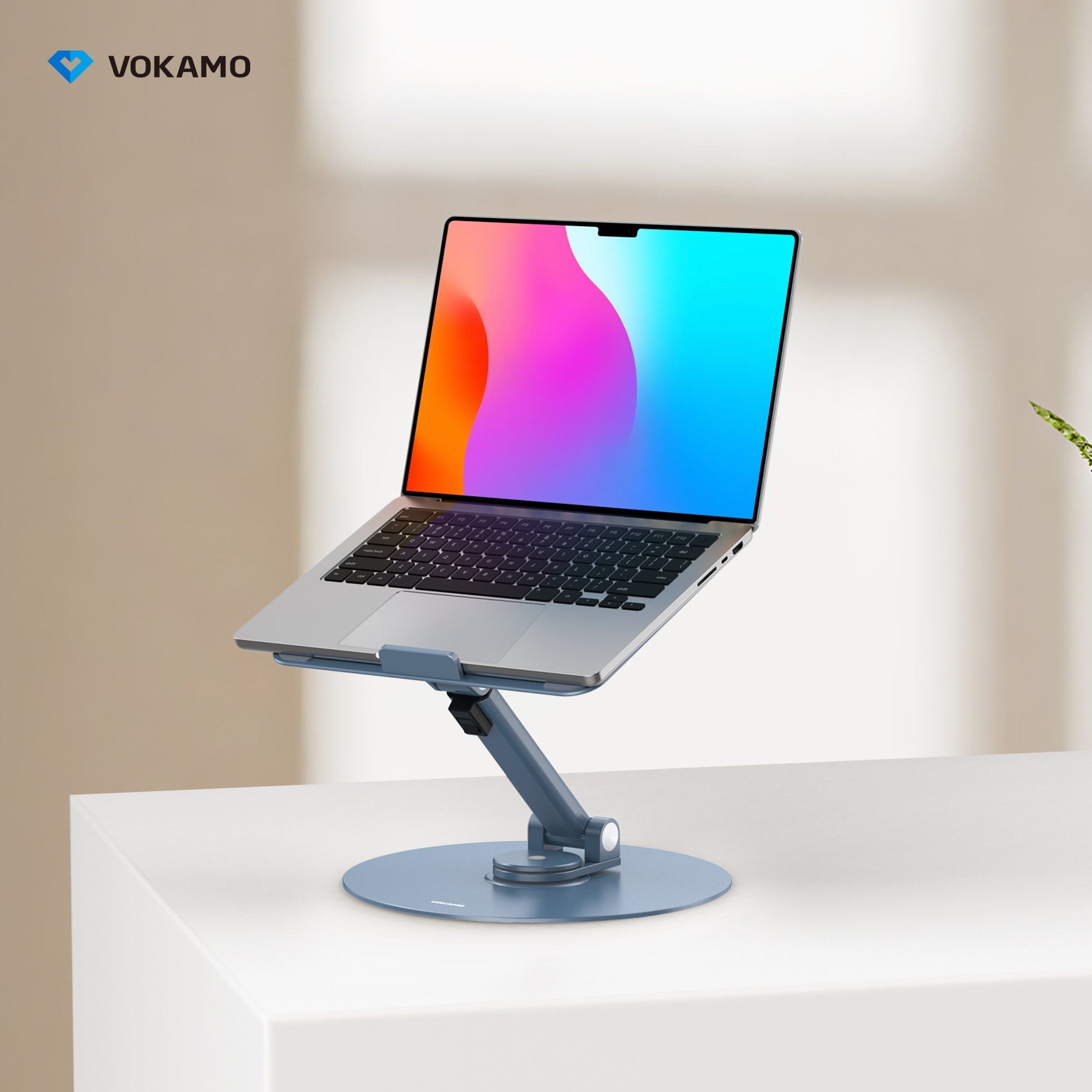 VOKAMO Laptop Stand 360 Rotating Base Foldable Alloy Laptop Holder Riser - VOKAMO