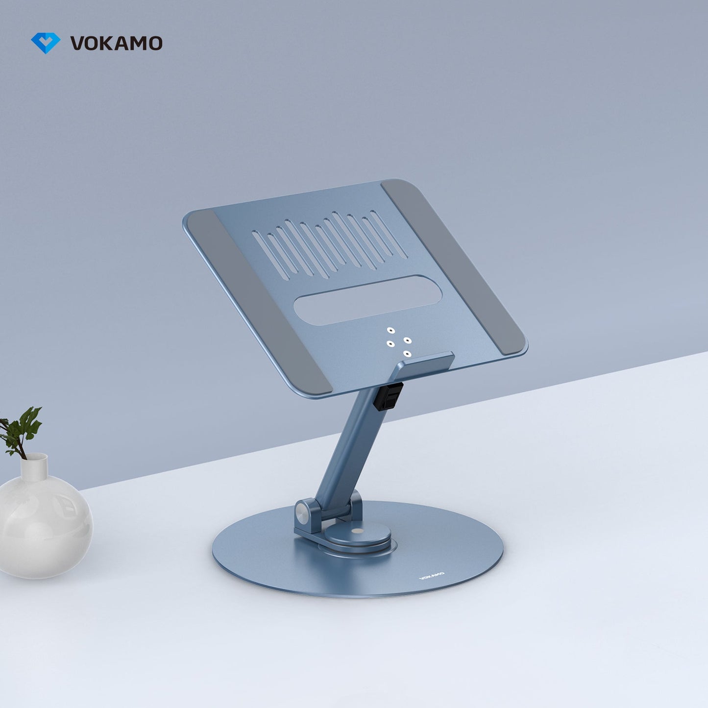 VOKAMO Laptop Stand 360 Rotating Base Foldable Alloy Laptop Holder Riser - VOKAMO