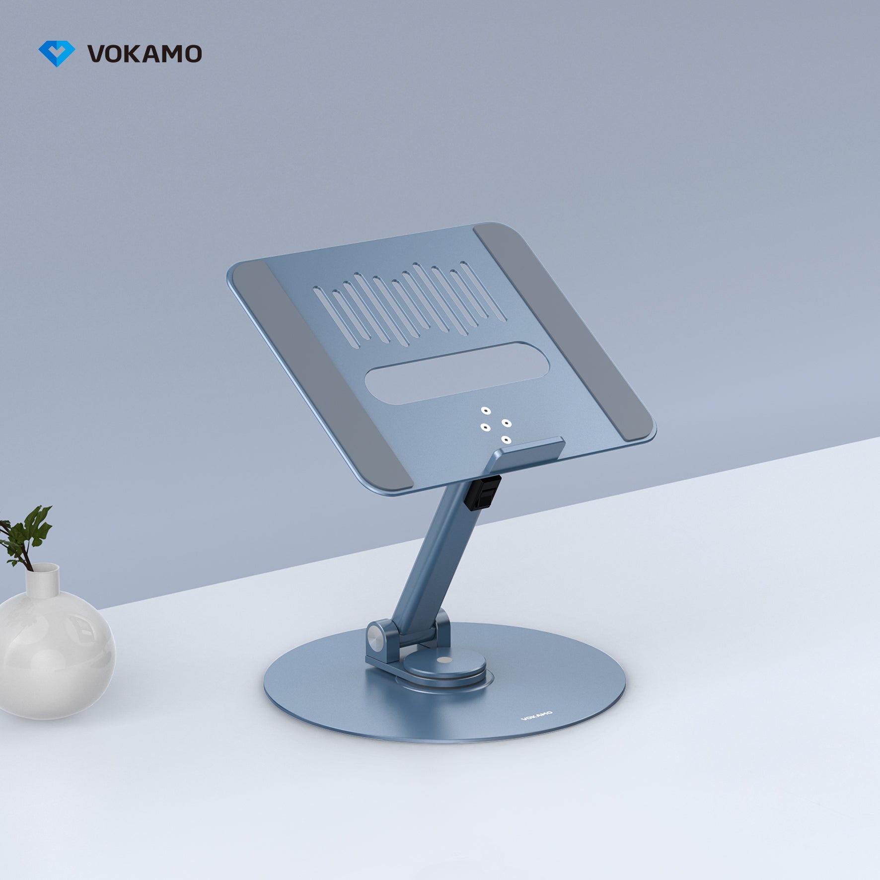 VOKAMO Laptop Stand 360 Rotating Base Foldable Alloy Laptop Holder Riser - VOKAMO