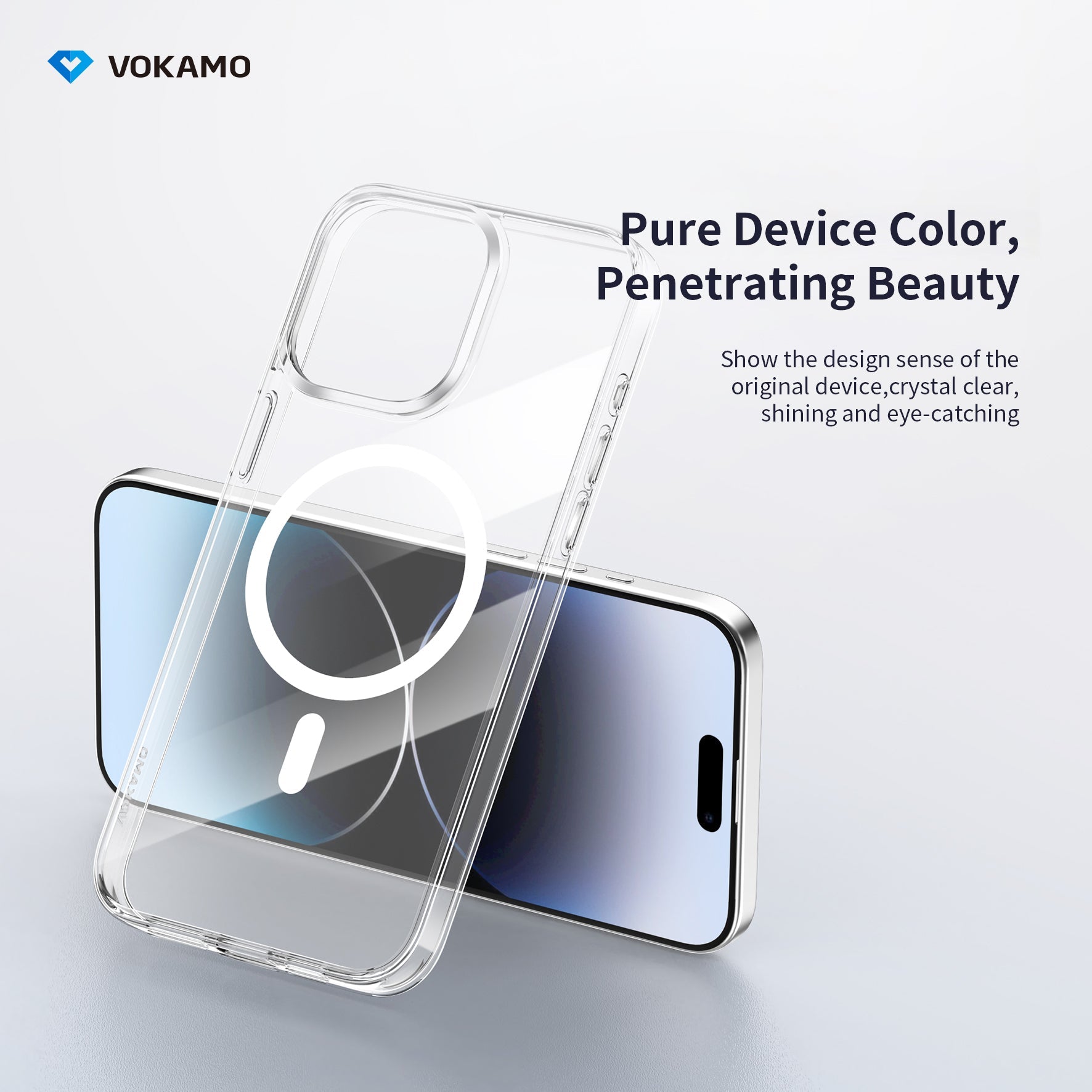 VOKAMO Magnetic iPhone 15 Case Clear With MagSafe For iPhone 15 Pro Max/15 Pro/15 Plus/15 - VOKAMO