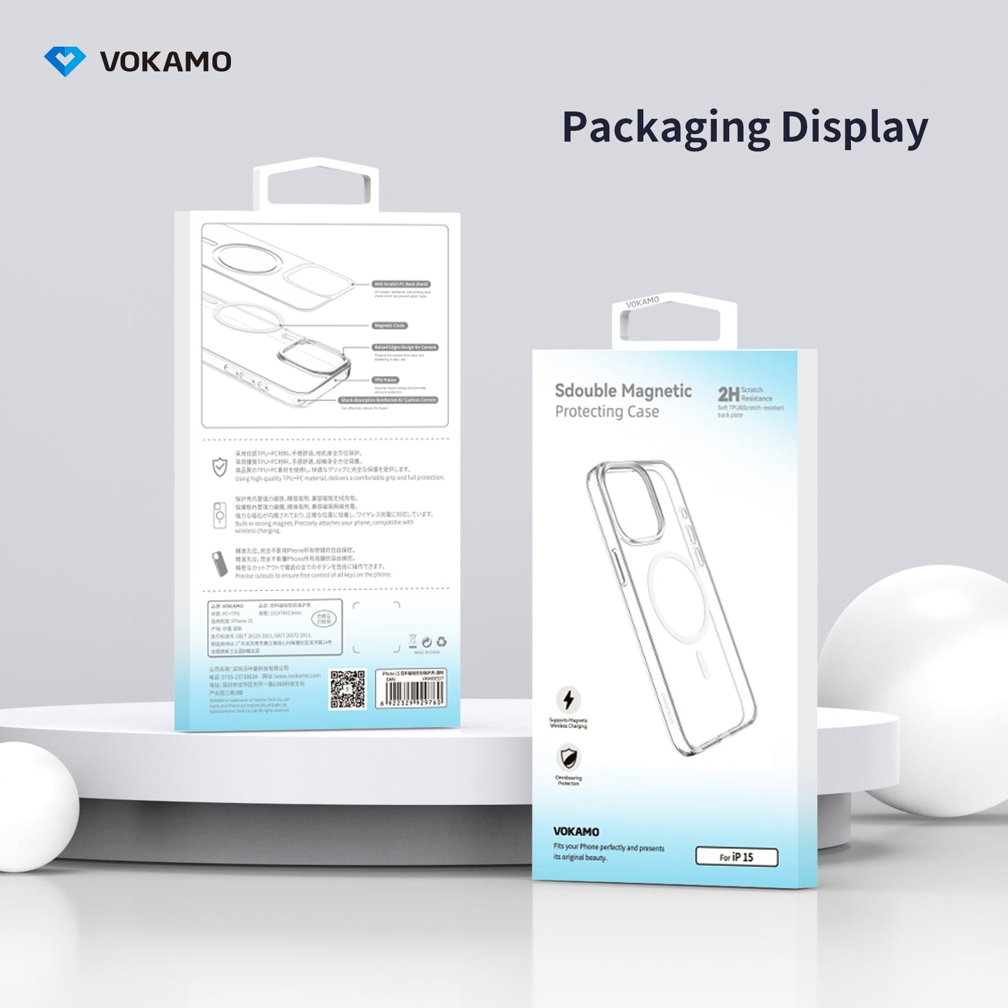 VOKAMO Magnetic iPhone 15 Case Clear With MagSafe For iPhone 15 Pro Max/15 Pro/15 Plus/15 - VOKAMO