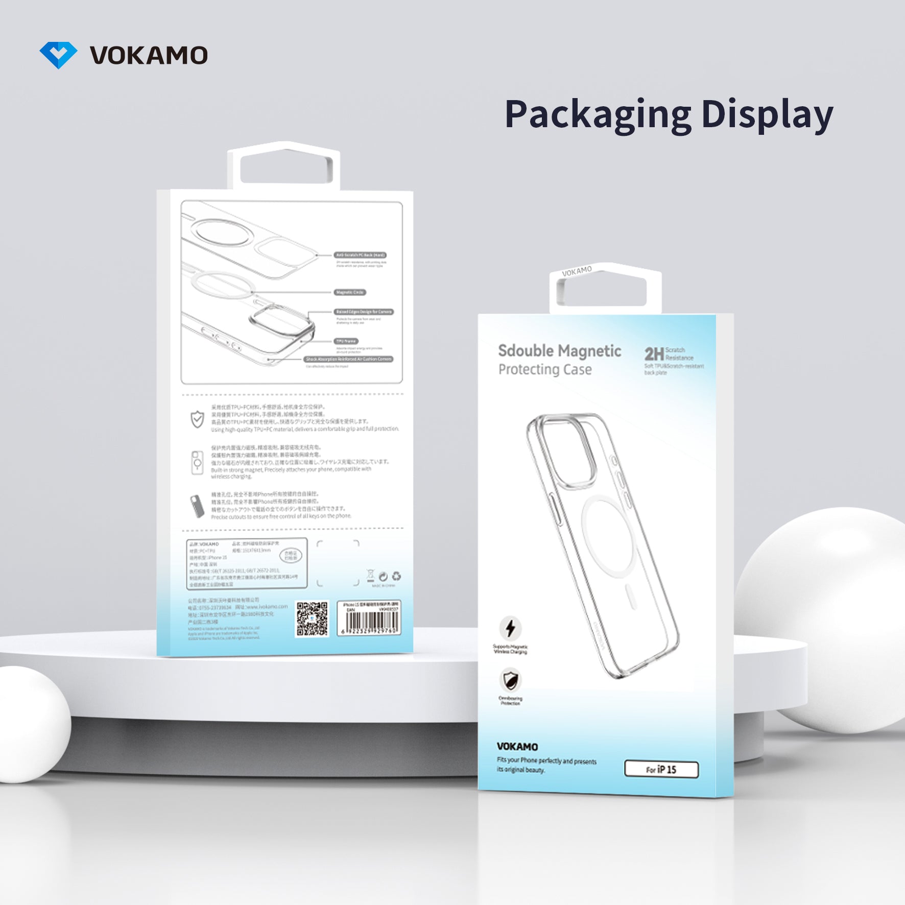 VOKAMO Magnetic iPhone 15 Case Clear With MagSafe For iPhone 15 Pro Max/15 Pro/15 Plus/15 - VOKAMO