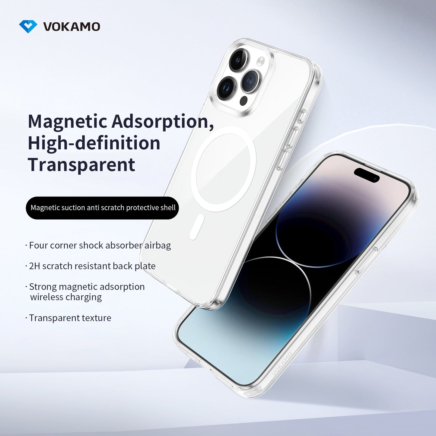 VOKAMO Magnetic iPhone 15 Case Clear With MagSafe For iPhone 15 Pro Max/15 Pro/15 Plus/15 - VOKAMO