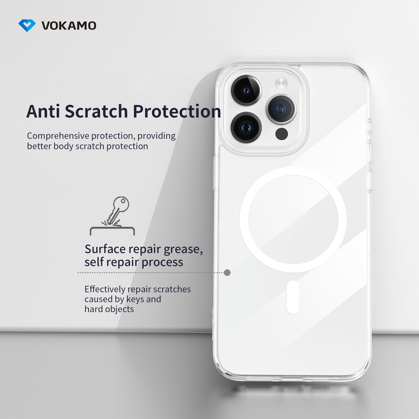 VOKAMO Magnetic iPhone 15 Case Clear With MagSafe For iPhone 15 Pro Max/15 Pro/15 Plus/15 - VOKAMO