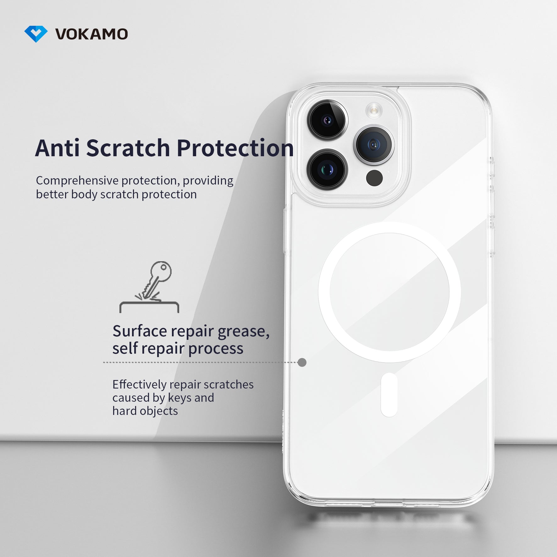 VOKAMO Magnetic iPhone 15 Case Clear With MagSafe For iPhone 15 Pro Max/15 Pro/15 Plus/15 - VOKAMO