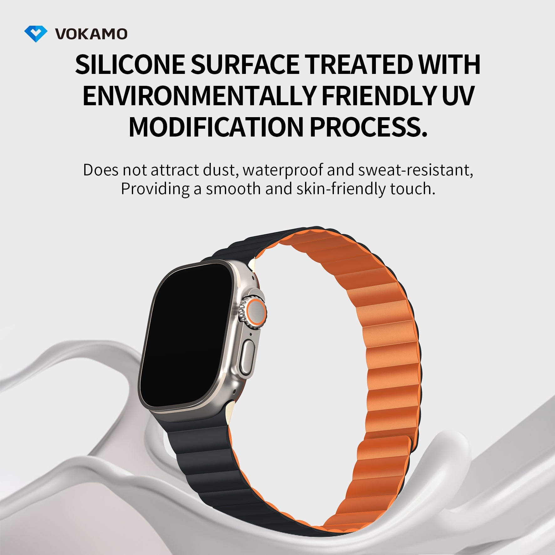 VOKAMO Magnetic Watchband Compatible with Apple Watch 49mm 45mm 44mm 42mm Silicone Watch Strap Strong Magnet Wristband - VOKAMO