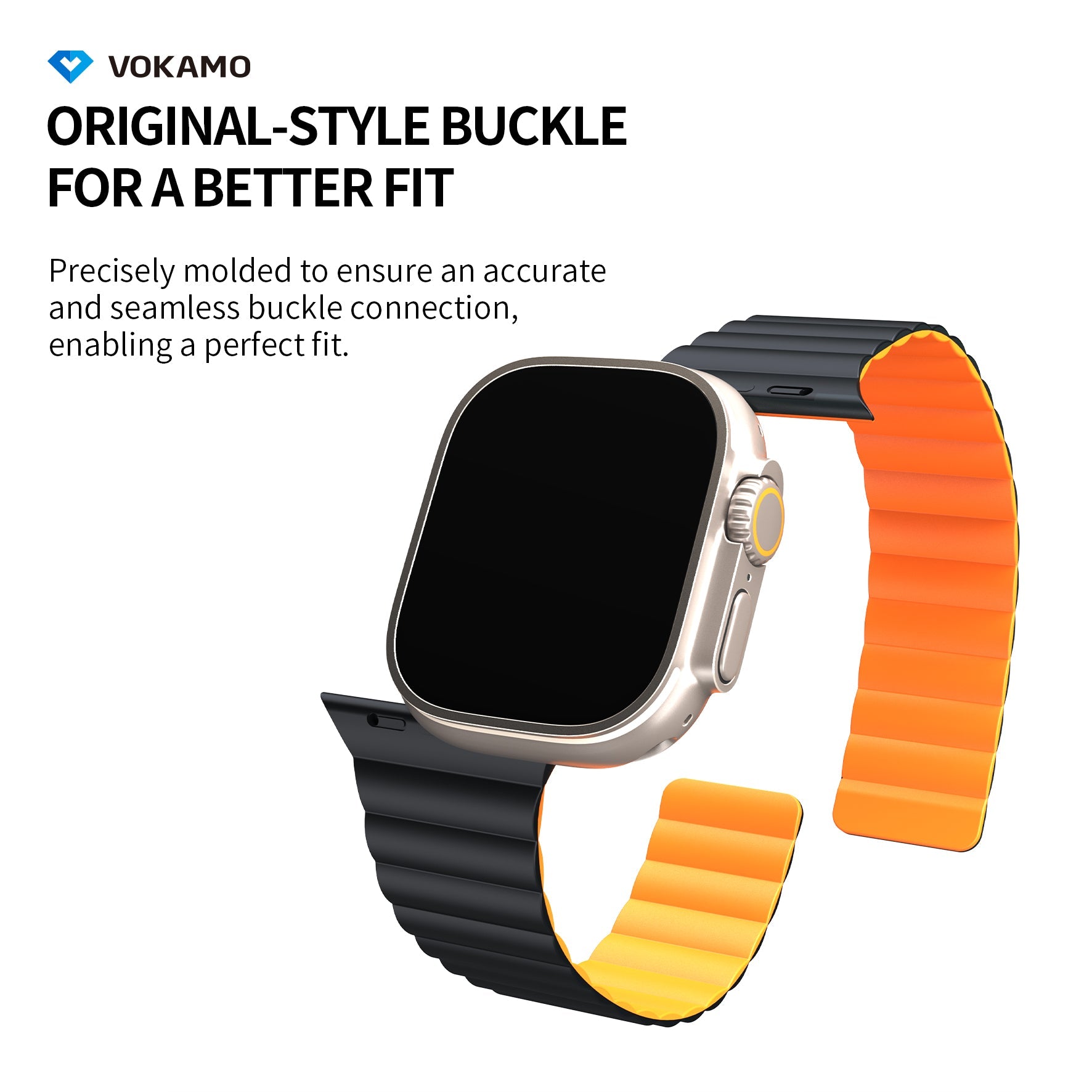 VOKAMO Magnetic Watchband Compatible with Apple Watch 49mm 45mm 44mm 42mm Silicone Watch Strap Strong Magnet Wristband - VOKAMO