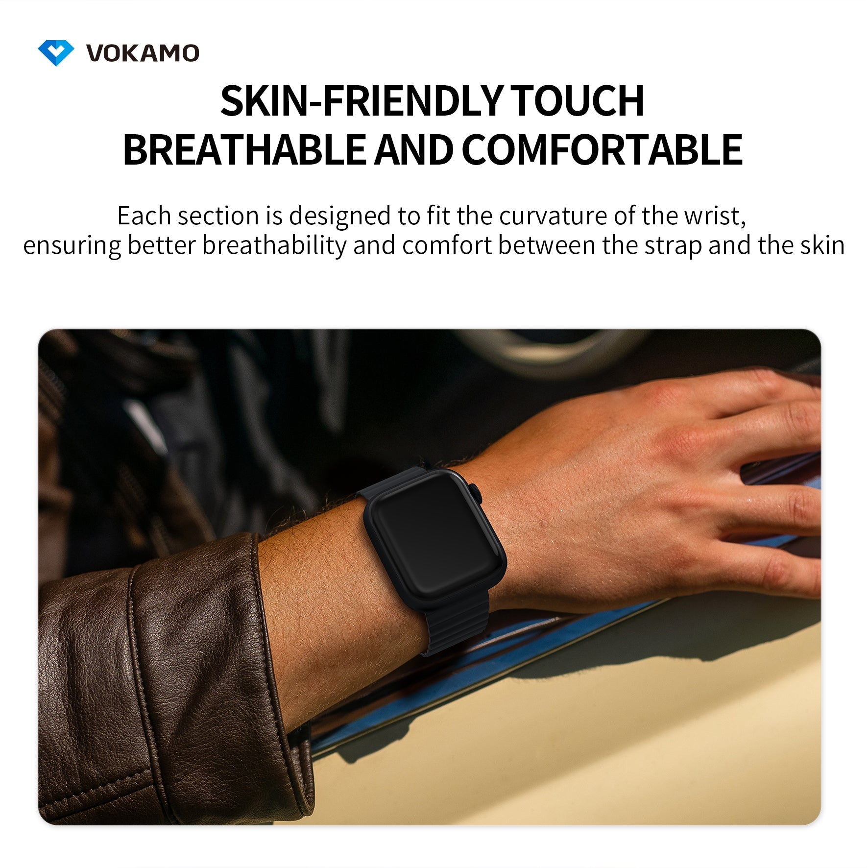 VOKAMO Magnetic Watchband Compatible with Apple Watch 49mm 45mm 44mm 42mm Silicone Watch Strap Strong Magnet Wristband - VOKAMO