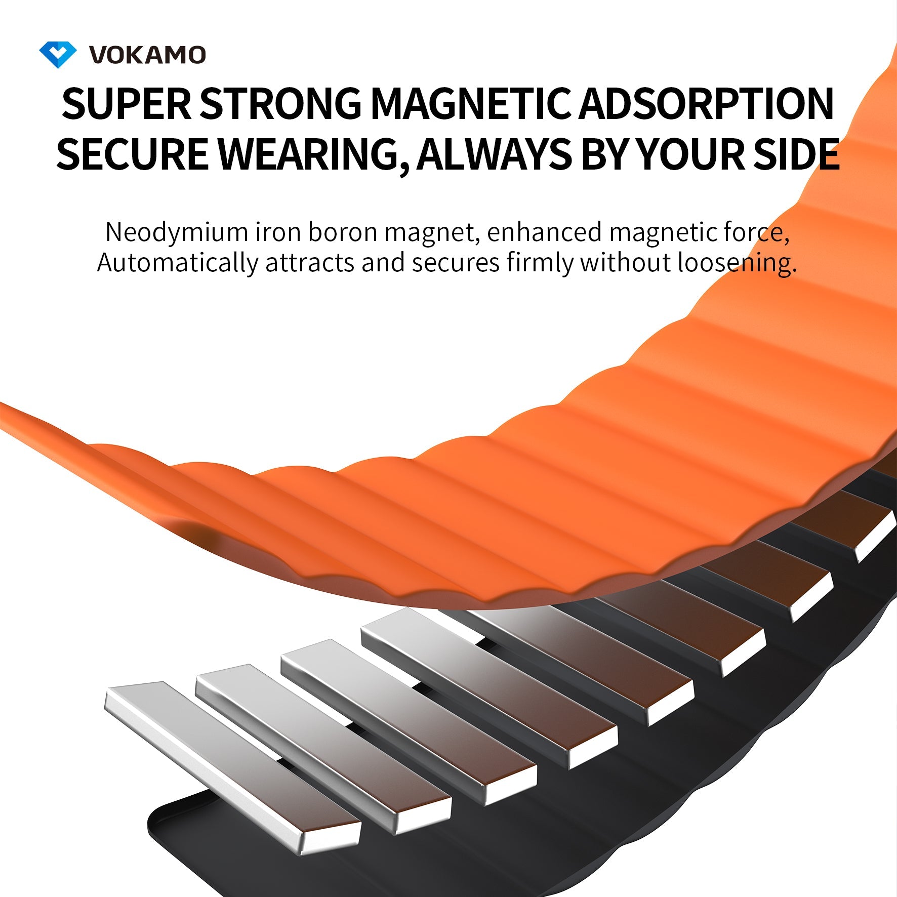 VOKAMO Magnetic Watchband Compatible with Apple Watch 49mm 45mm 44mm 42mm Silicone Watch Strap Strong Magnet Wristband - VOKAMO