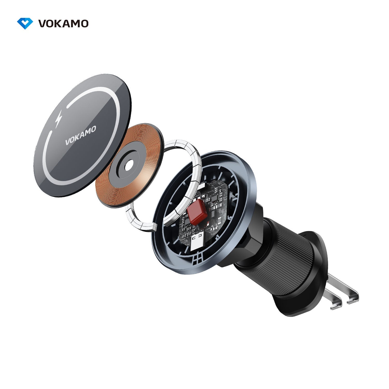 VOKAMO Magnetic Wireless Car Charger Holder 15W Fast Charger - VOKAMO