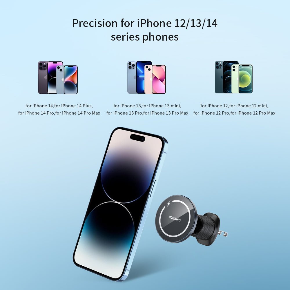 VOKAMO Magnetic Wireless Car Charger Holder 15W Fast Charger - VOKAMO