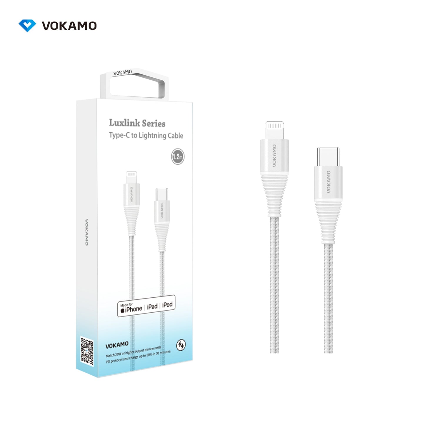 VOKAMO Nylon Braided MFi Certified USB - C to Lightning Cable(1.2m/4ft) - VOKAMO