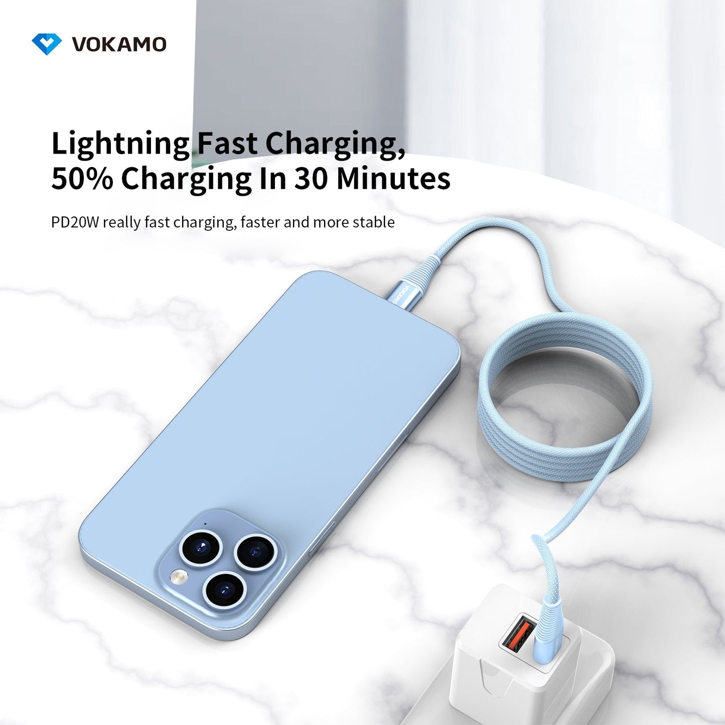 VOKAMO Nylon Braided MFi Certified USB - C to Lightning Cable(1.2m/4ft) - VOKAMO