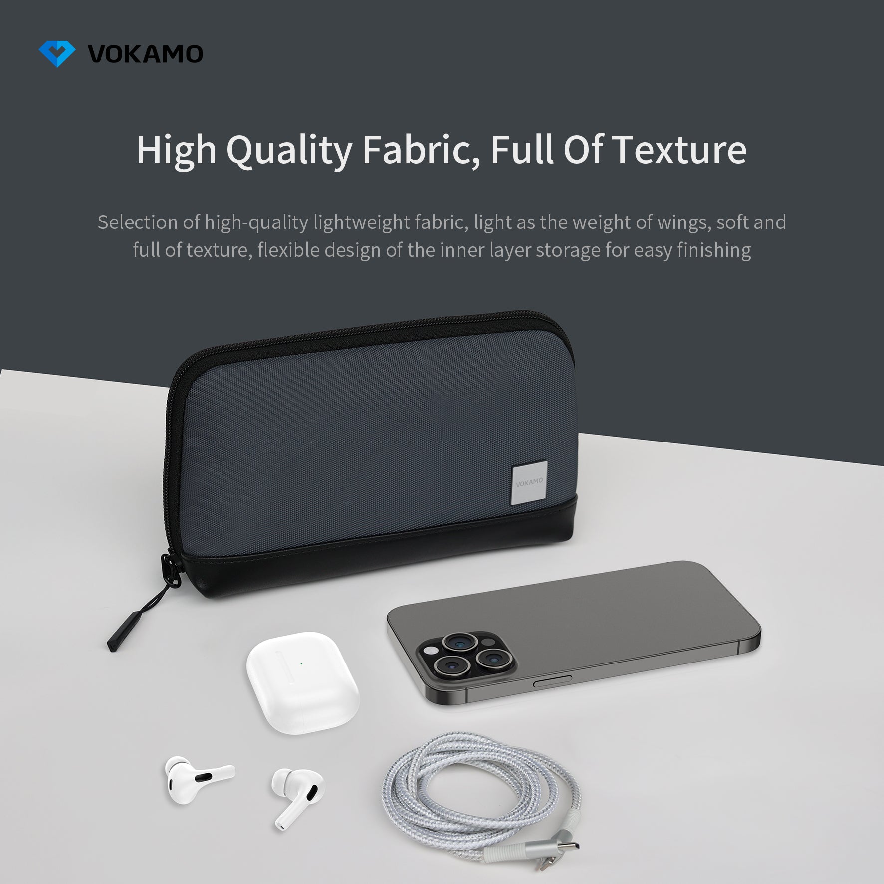 VOKAMO Portable Electronic Organizer Bag For Travel - VOKAMO