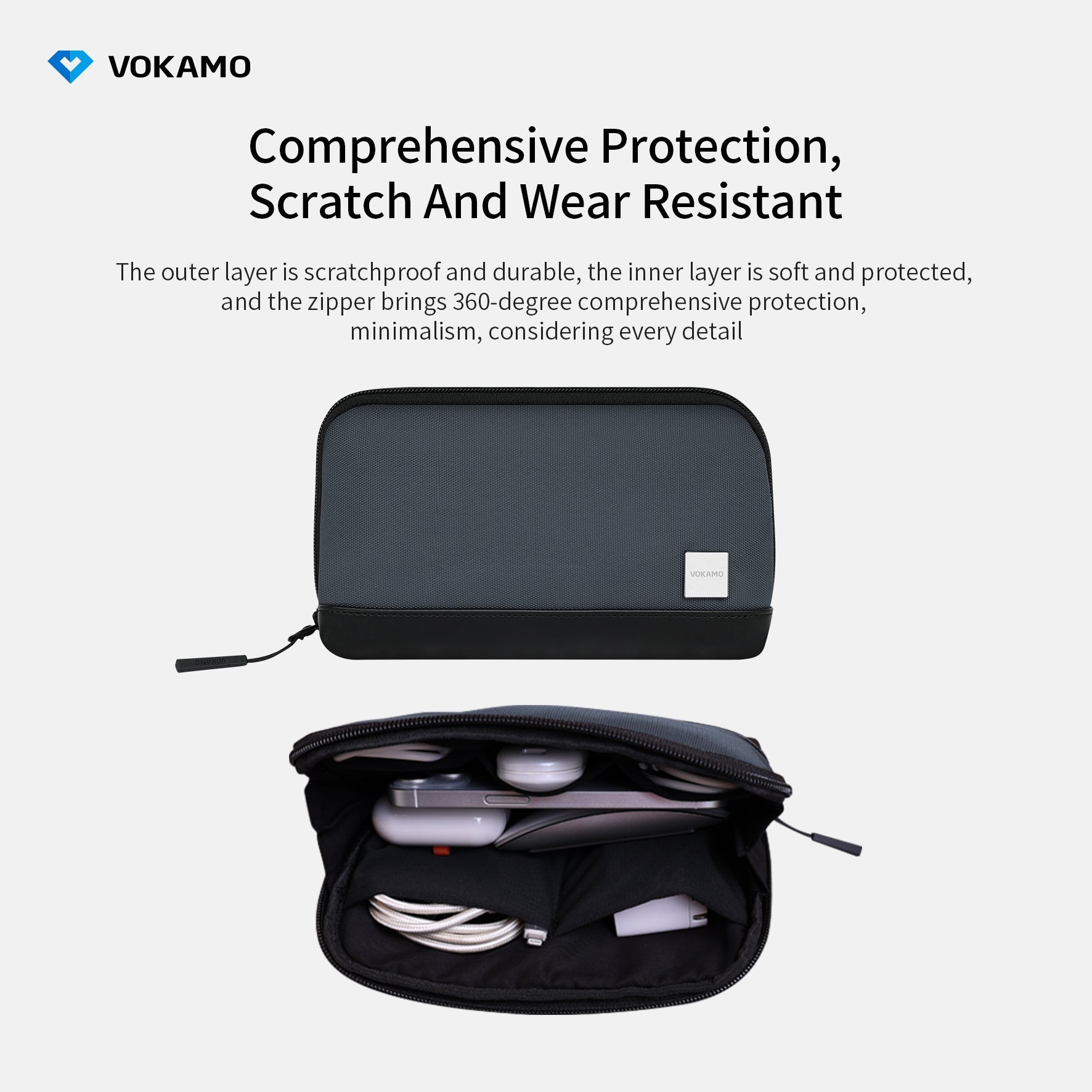 VOKAMO Portable Electronic Organizer Bag For Travel - VOKAMO