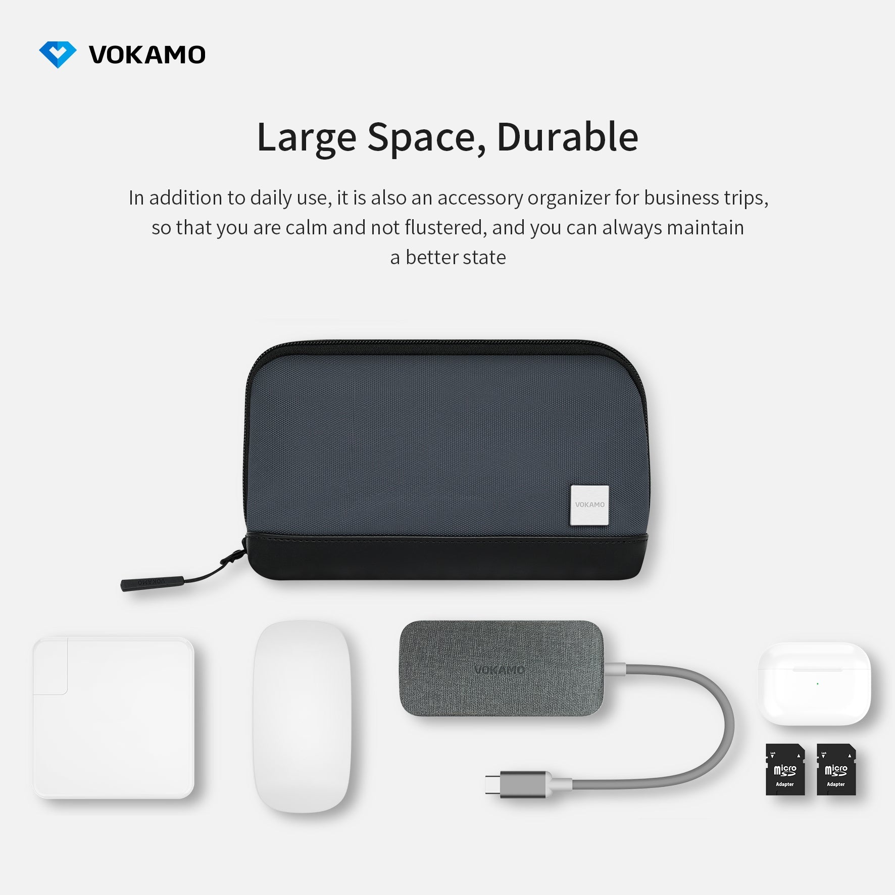VOKAMO Portable Electronic Organizer Bag For Travel - VOKAMO