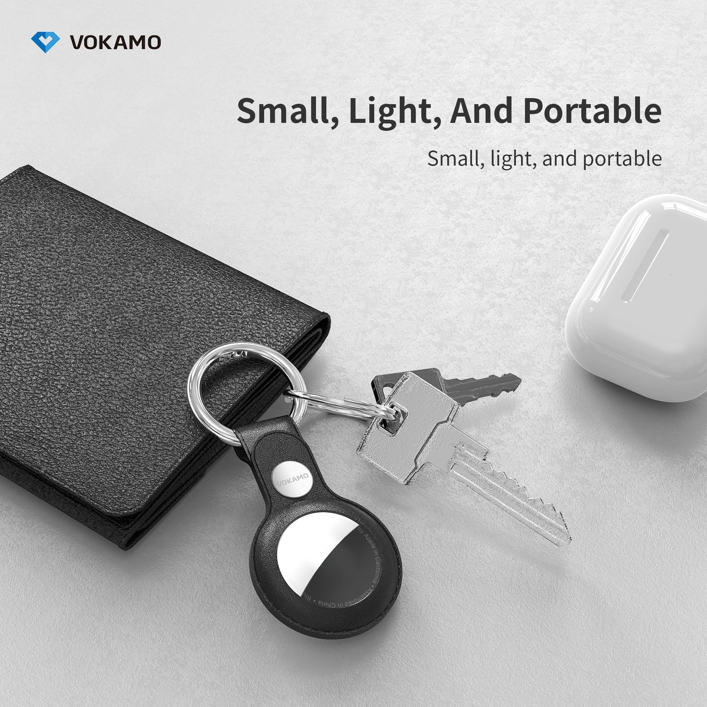 VOKAMO PU Leather Air Tag Holder for Apple Airtag, Protective Air Tag Accessories - VOKAMO