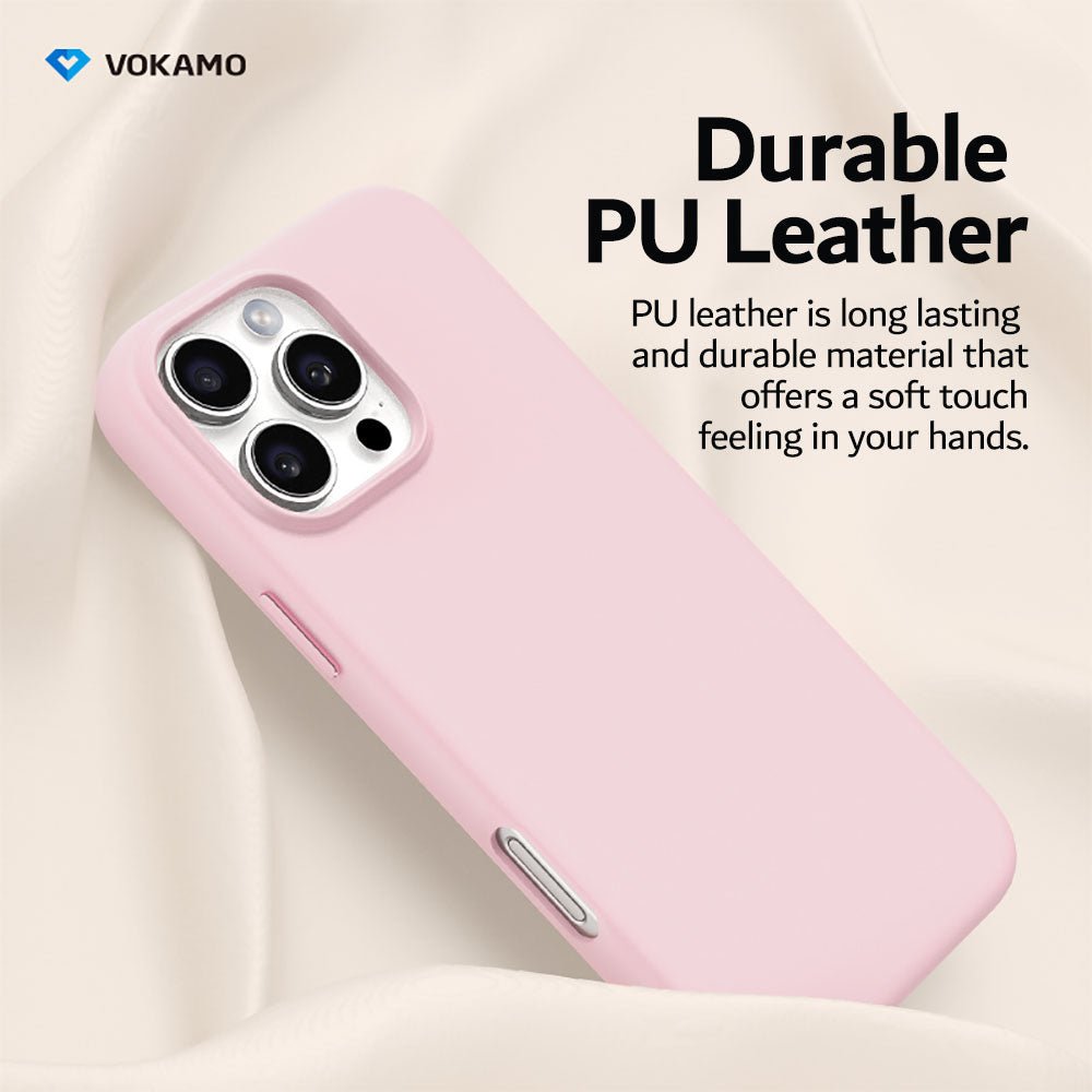 VOKAMO PU Leather Magnetic Case for iPhone 16 for iPhone 16 Pro Max Luxury Magnet Case for Magnet Wireless Charging Phone Case - VOKAMO