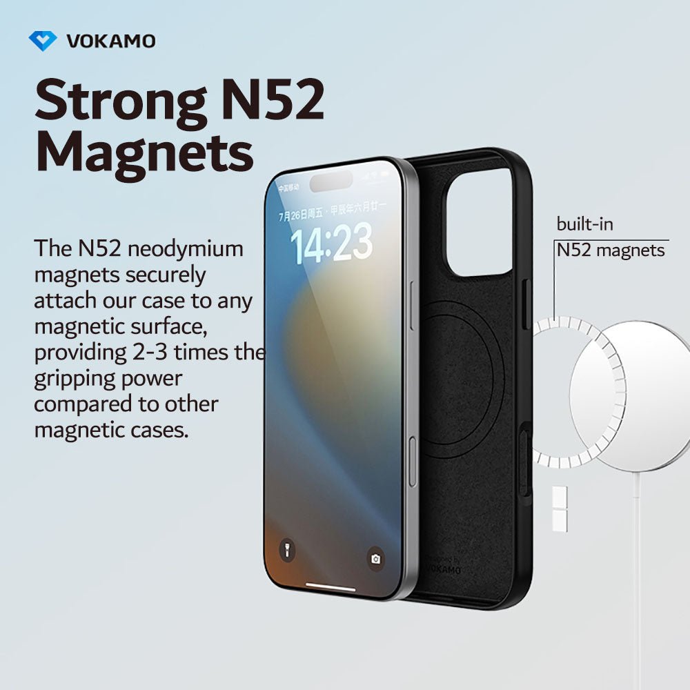 VOKAMO PU Leather Magnetic Case for iPhone 16 for iPhone 16 Pro Max Luxury Magnet Case for Magnet Wireless Charging Phone Case - VOKAMO