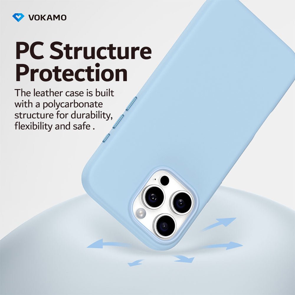 VOKAMO PU Leather Magnetic Case for iPhone 16 for iPhone 16 Pro Max Luxury Magnet Case for Magnet Wireless Charging Phone Case - VOKAMO