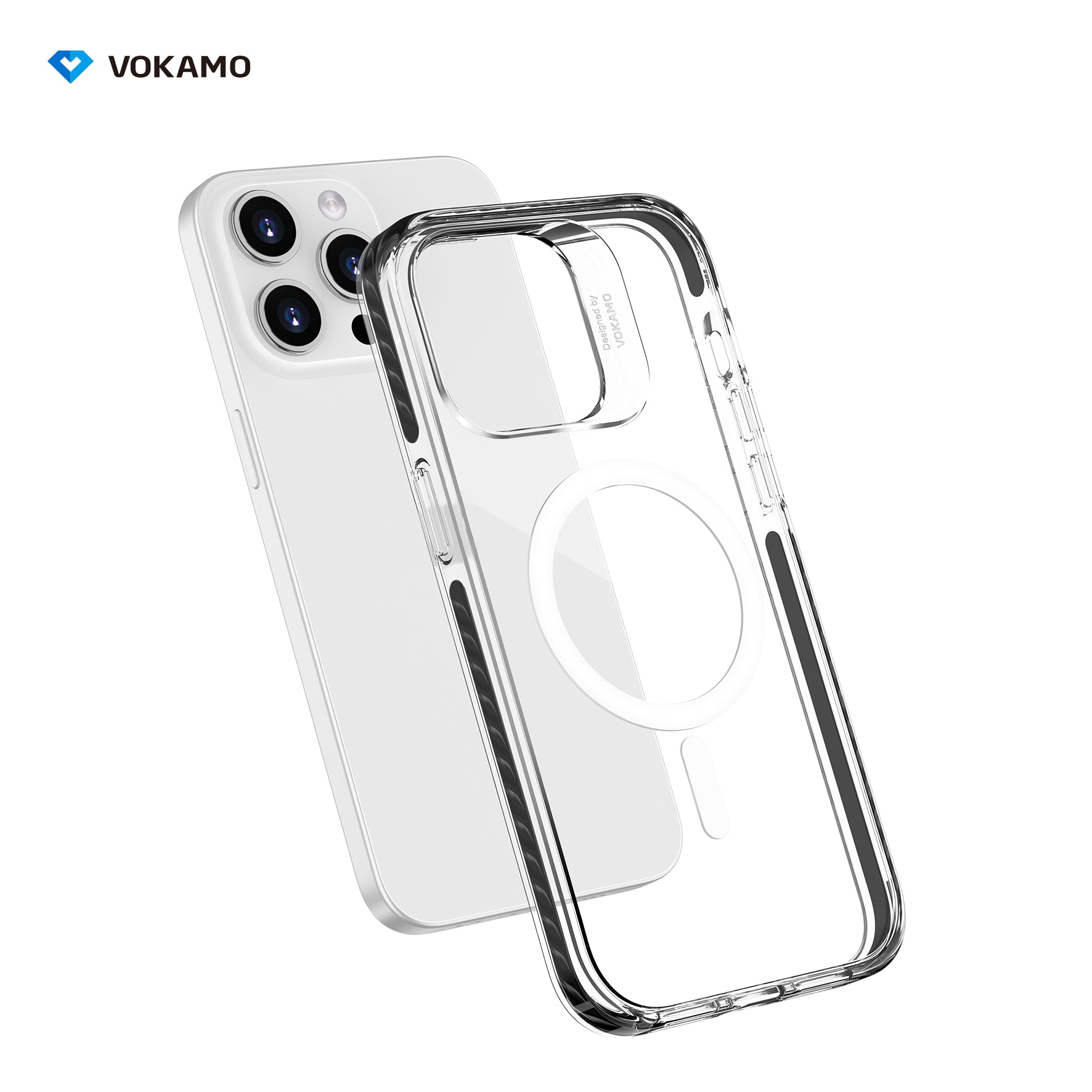VOKAMO Shockproof iPhone 15 Case Magnetic Clear Case with MagSafe for iPhone 15 Pro Max/15 Plus/15/15 Pro - VOKAMO