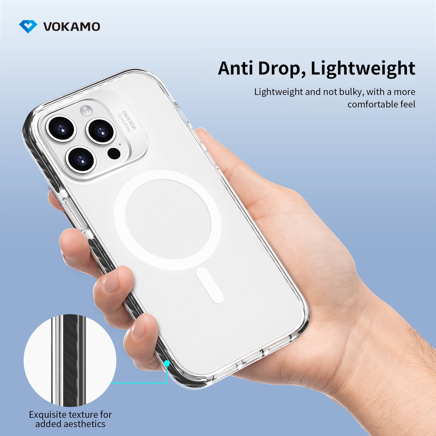 VOKAMO Shockproof iPhone 15 Case Magnetic Clear Case with MagSafe for iPhone 15 Pro Max/15 Plus/15/15 Pro - VOKAMO