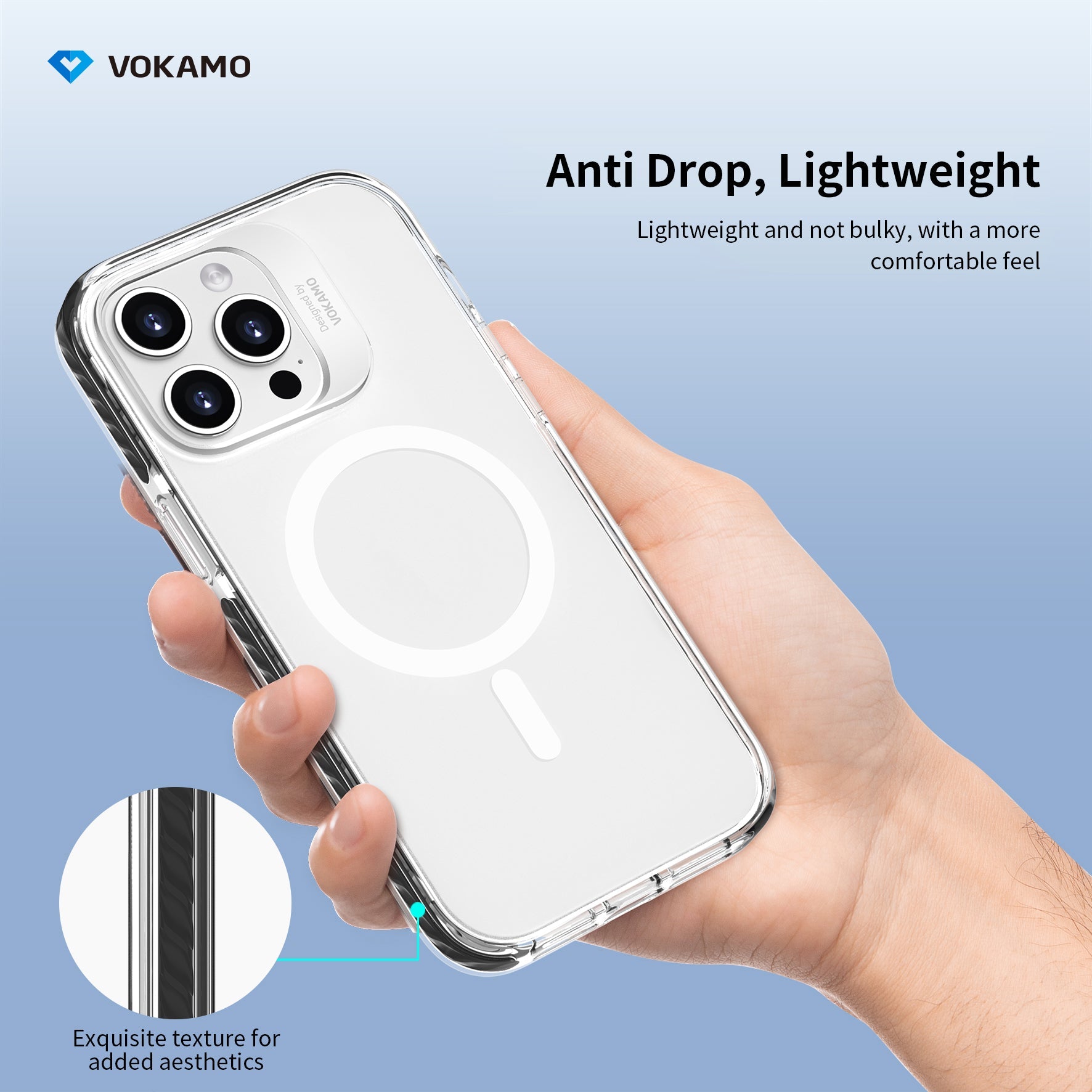 VOKAMO Shockproof iPhone 15 Case Magnetic Clear Case with MagSafe for iPhone 15 Pro Max/15 Plus/15/15 Pro - VOKAMO