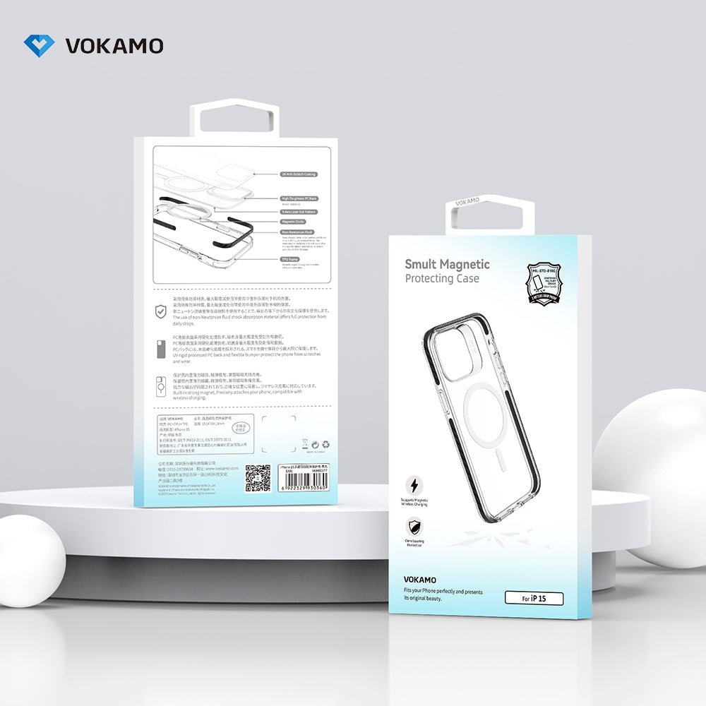VOKAMO Shockproof iPhone 15 Case Magnetic Clear Case with MagSafe for iPhone 15 Pro Max/15 Plus/15/15 Pro - VOKAMO