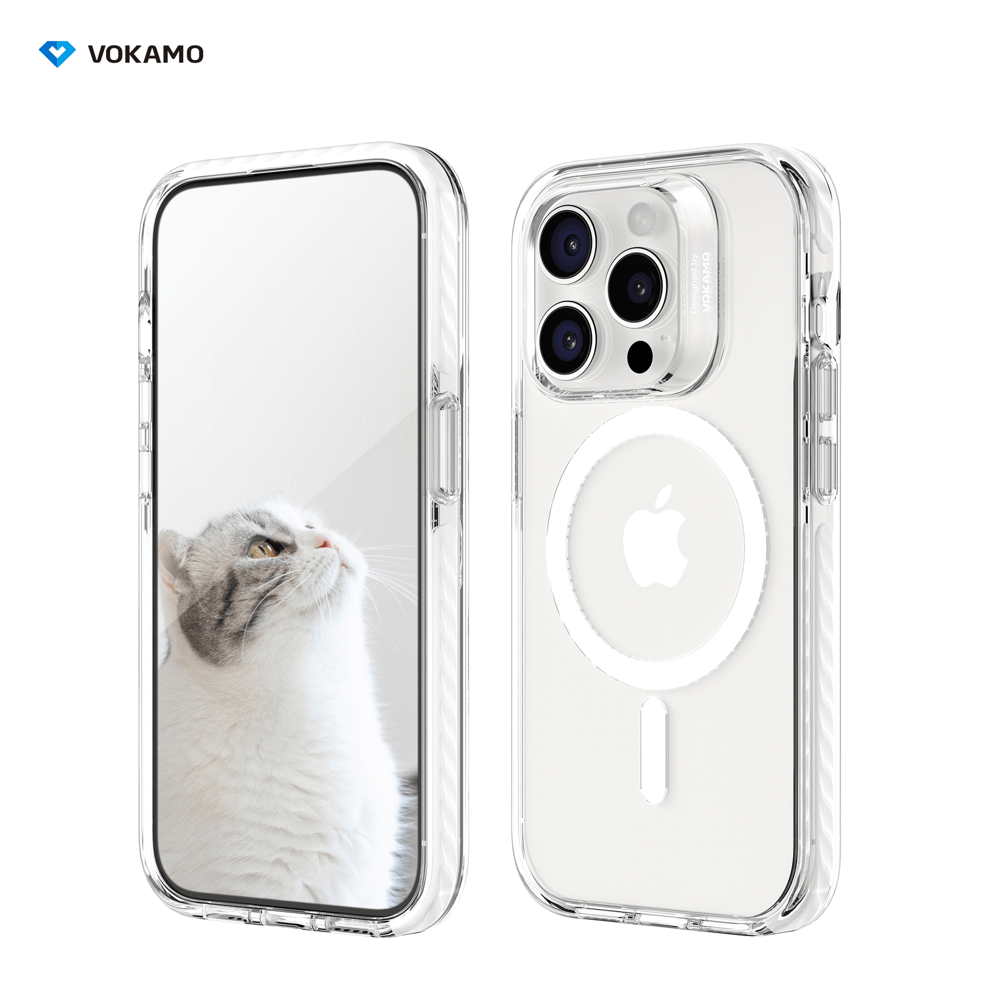 VOKAMO Shockproof iPhone 15 Case Magnetic Clear Case with MagSafe for iPhone 15 Pro Max/15 Plus/15/15 Pro - VOKAMO