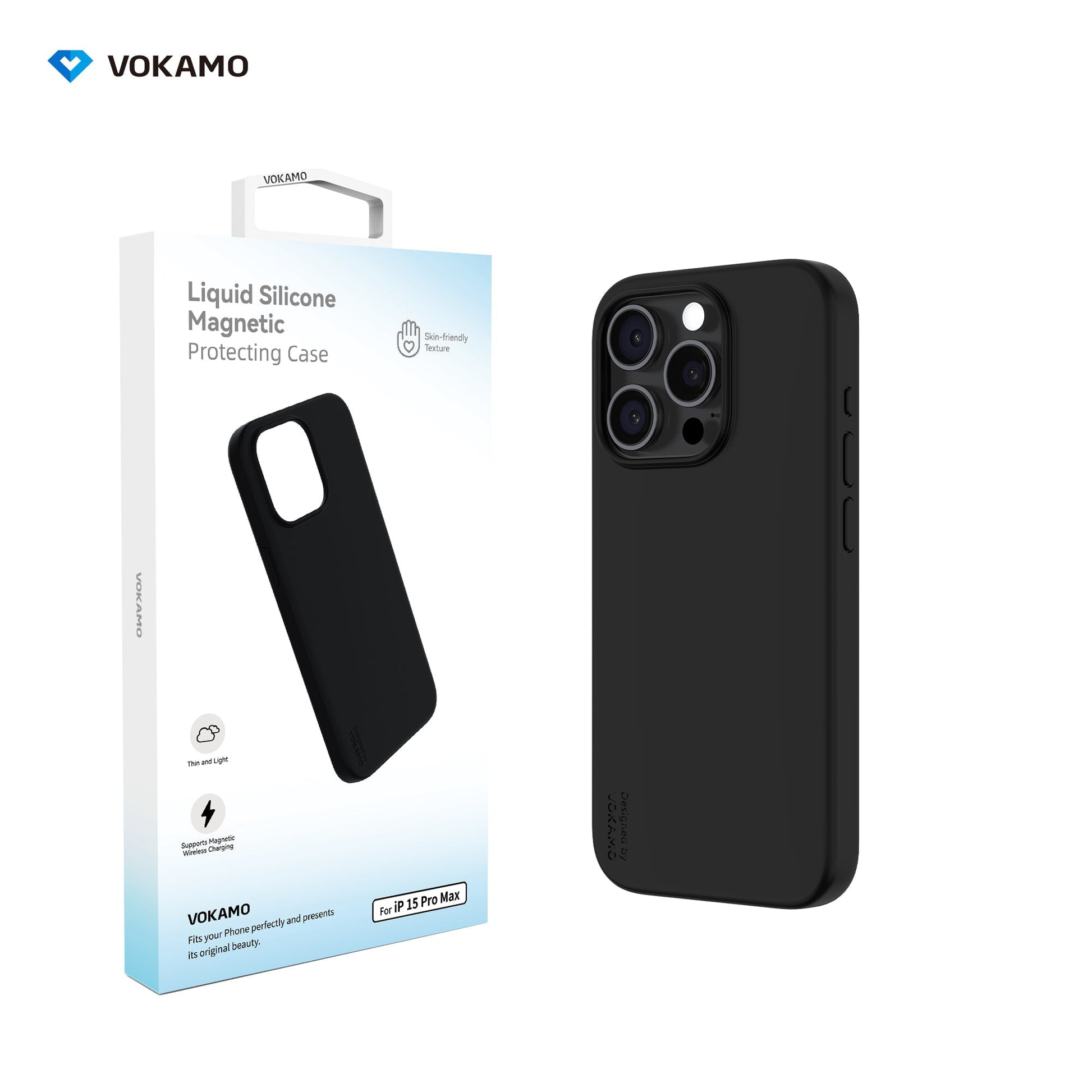 VOKAMO Silicone iPhone Magnetic Case Soft Protective Case Cover For iPhone 15/15 Pro Max/15 Pro/15 Plus - VOKAMO