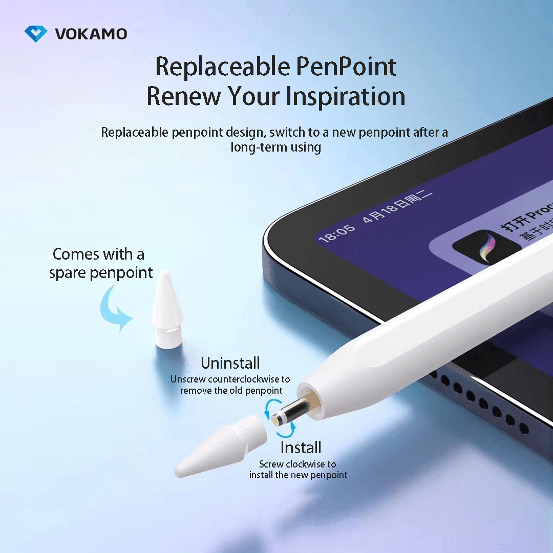 VOKAMO Stylus Pens for iPad 9th 10th Generation,Fast Charging Palm Rejection ipad Pen, Magnetic Apple iPad Pencil - VOKAMO