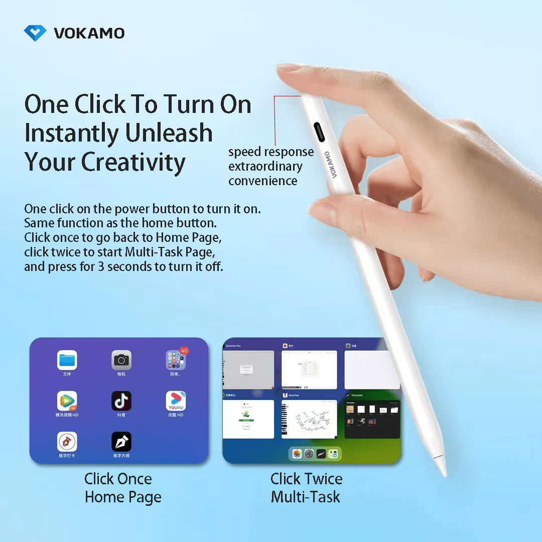 VOKAMO Stylus Pens for iPad 9th 10th Generation,Fast Charging Palm Rejection ipad Pen, Magnetic Apple iPad Pencil - VOKAMO