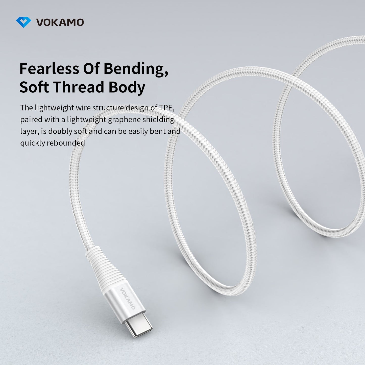VOKAMO USB C Cable 60W with Holder Design Power Delivery Ultra - Fast Type - C Cable 1.2M - VOKAMO