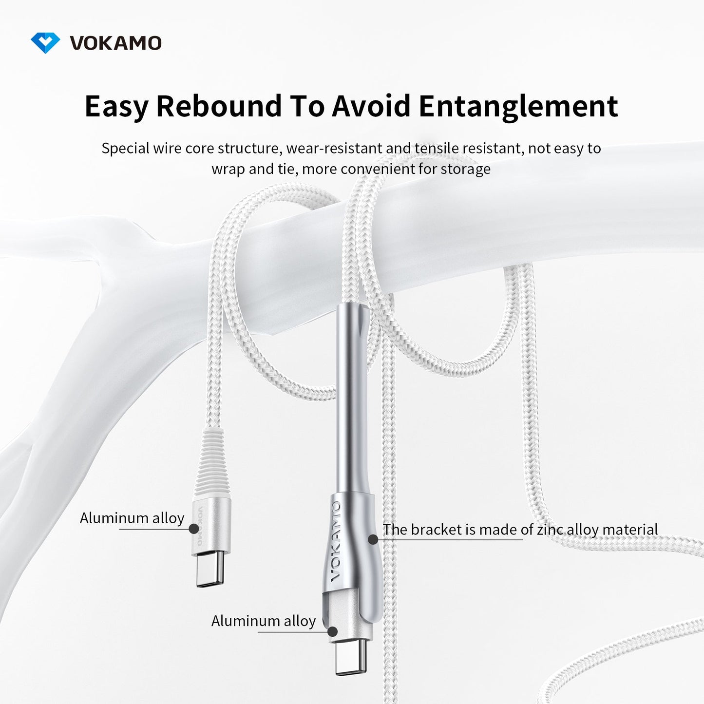 VOKAMO USB C Cable 60W with Holder Design Power Delivery Ultra - Fast Type - C Cable 1.2M - VOKAMO