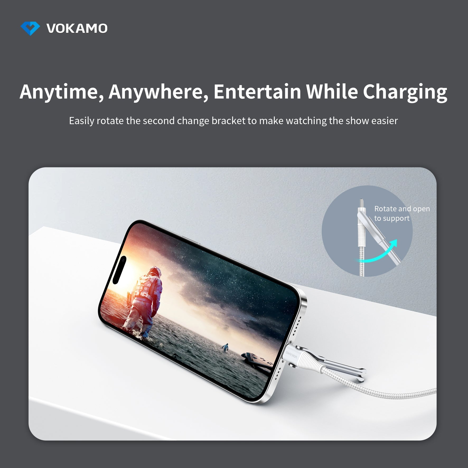 VOKAMO USB C Cable 60W with Holder Design Power Delivery Ultra - Fast Type - C Cable 1.2M - VOKAMO